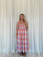 Multicolor Plaid Midi Dress