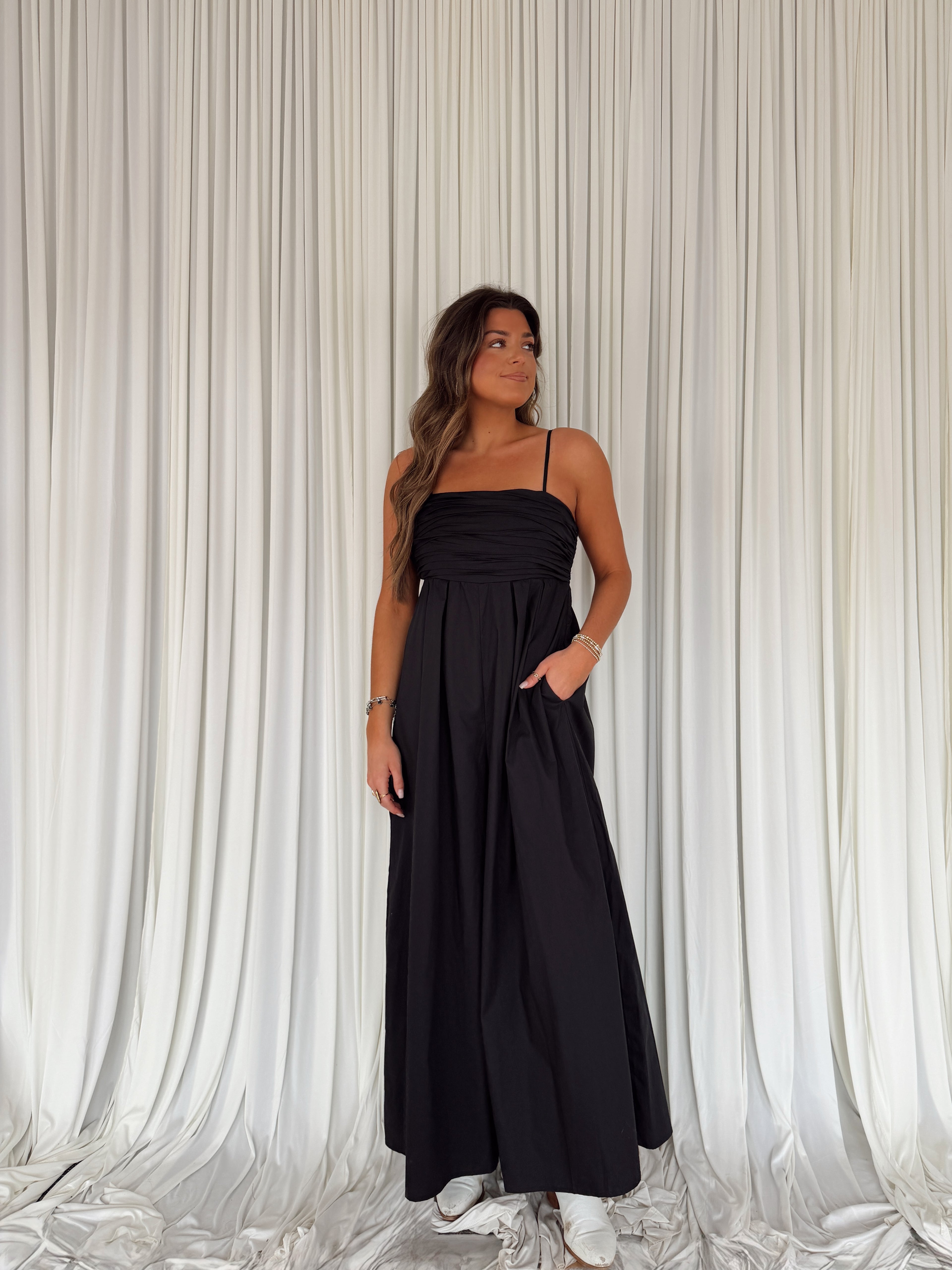 Solid Ruched Sleeveless Jumpsuit