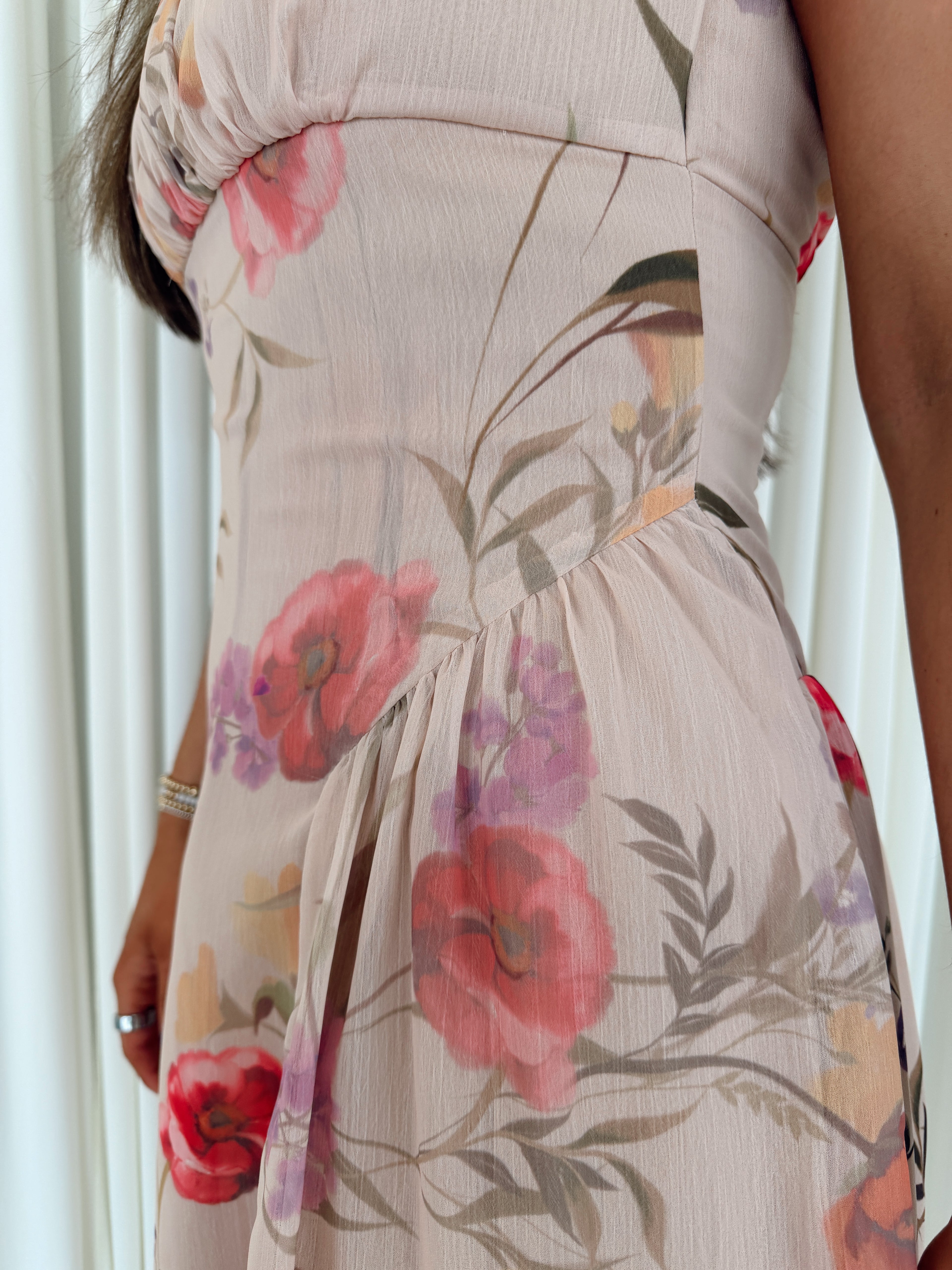 Chiffon Floral Print Midi Dress