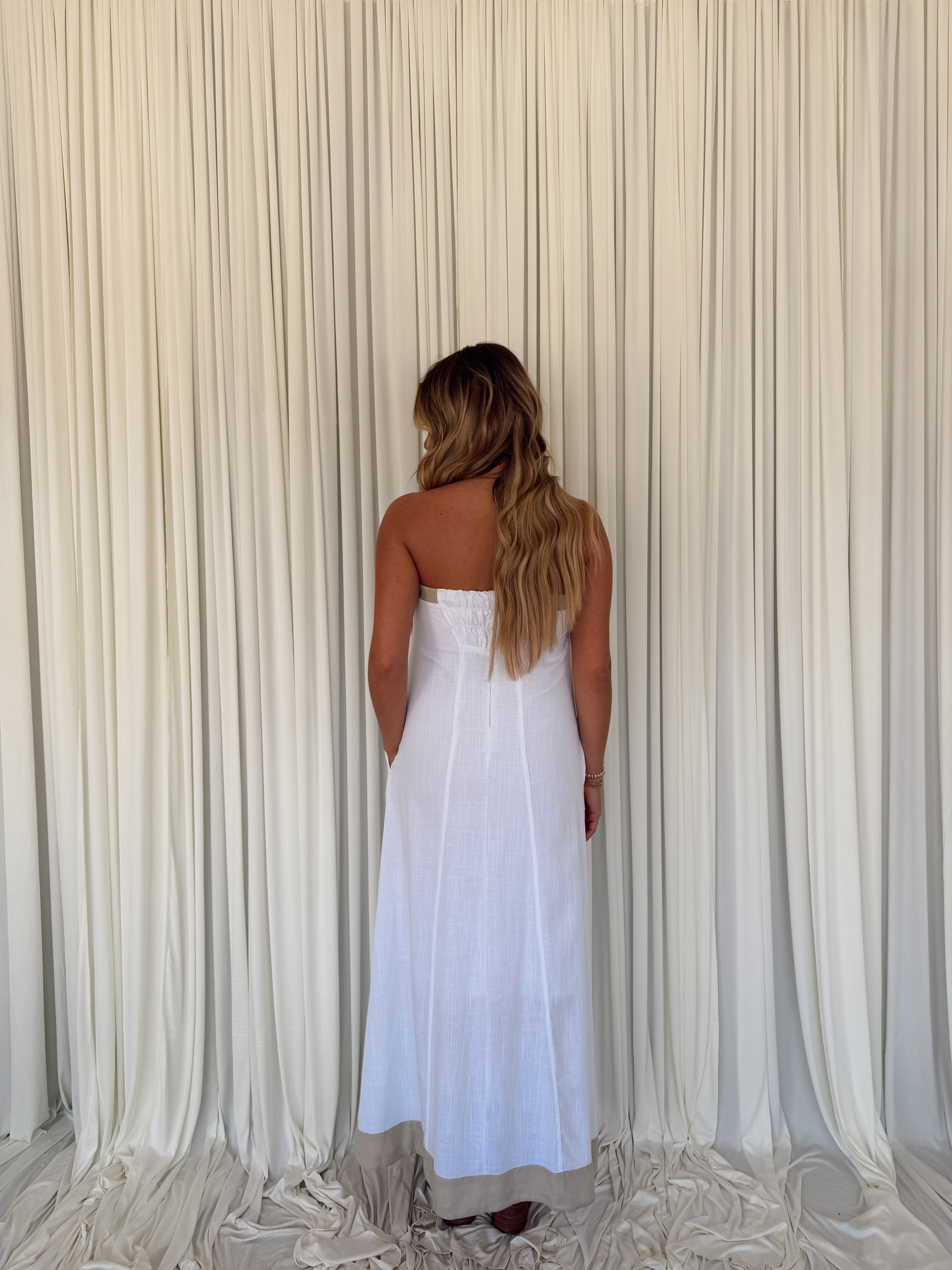 Strapless Button Maxi Dress