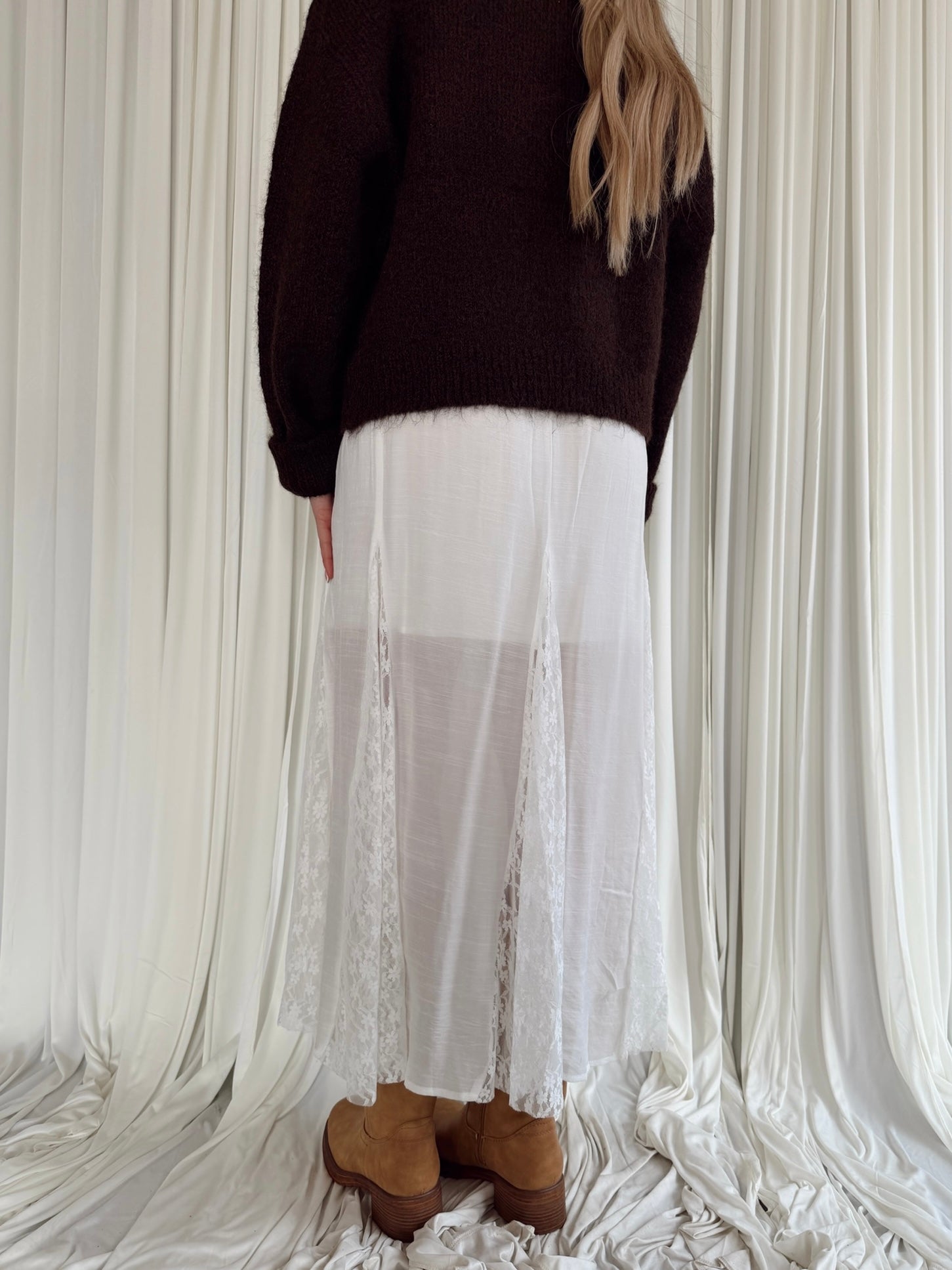 High Waisted Lace Maxi Skirt