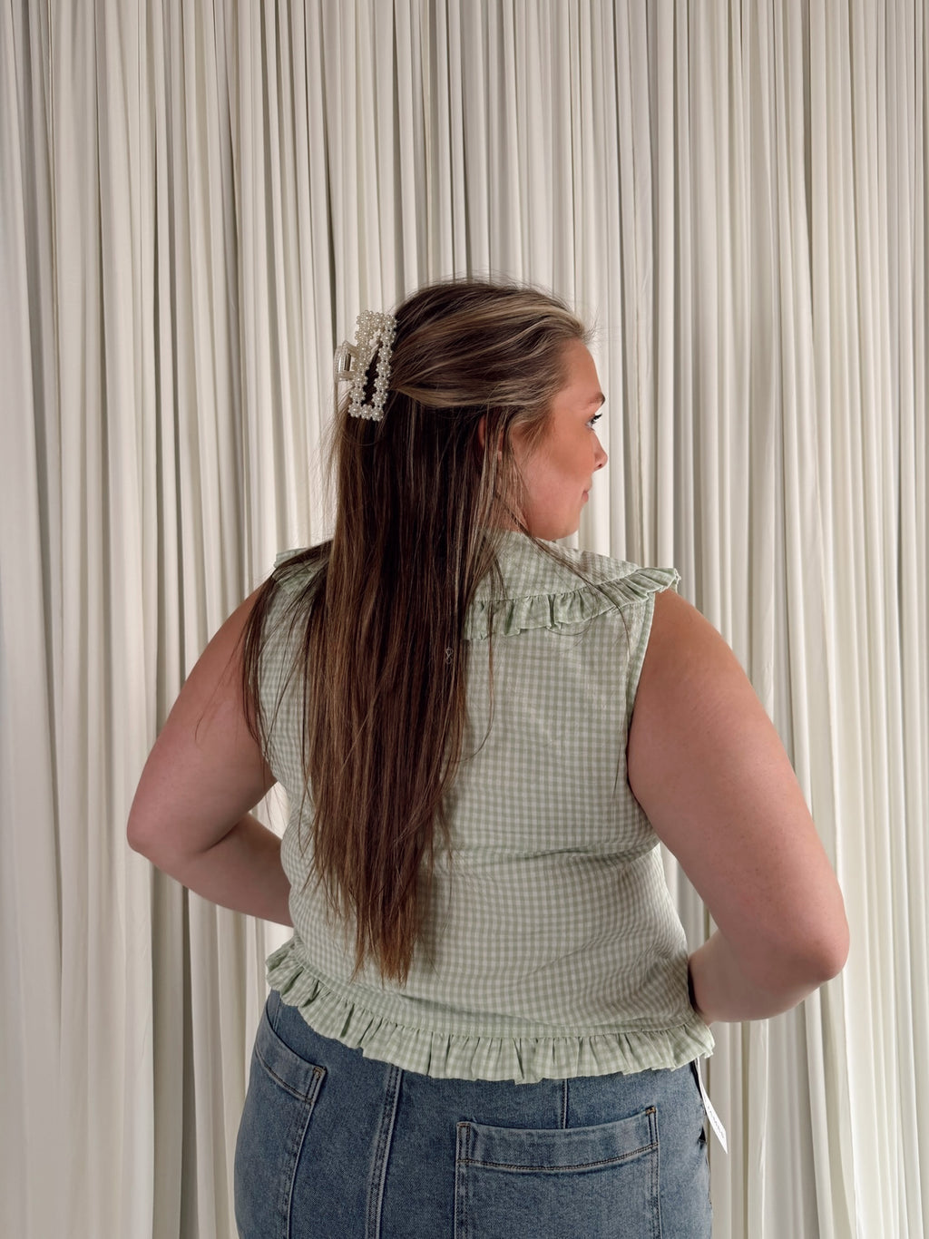 The Ruffled Collar Plaid Blouse