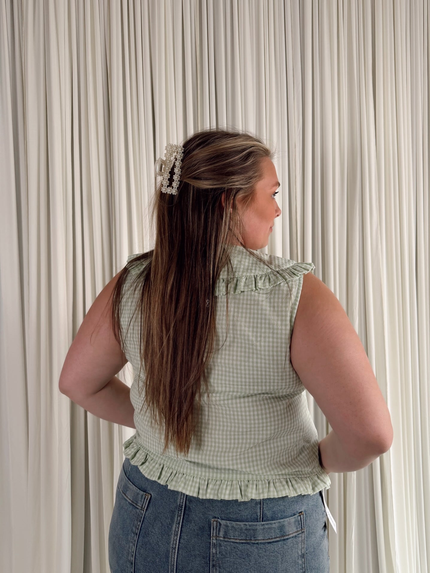 The Ruffled Collar Plaid Blouse