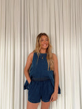 Elastic Waist Shorts - Dark Denim
