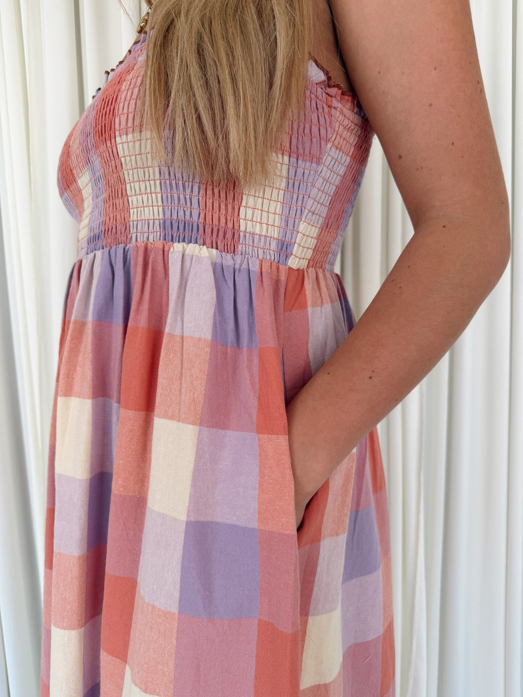 Multicolor Plaid Midi Dress