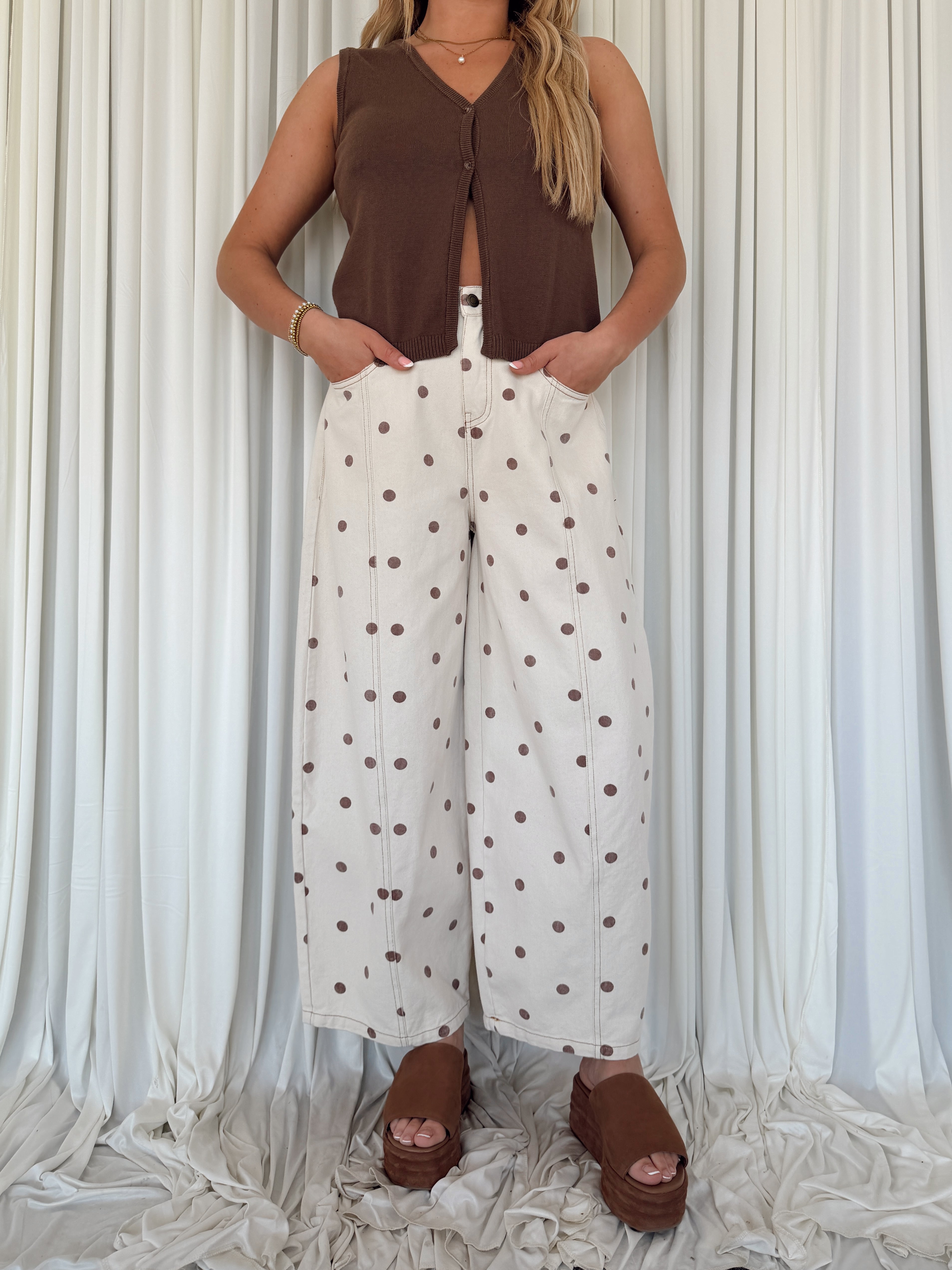 Polka Dot Denim Pants