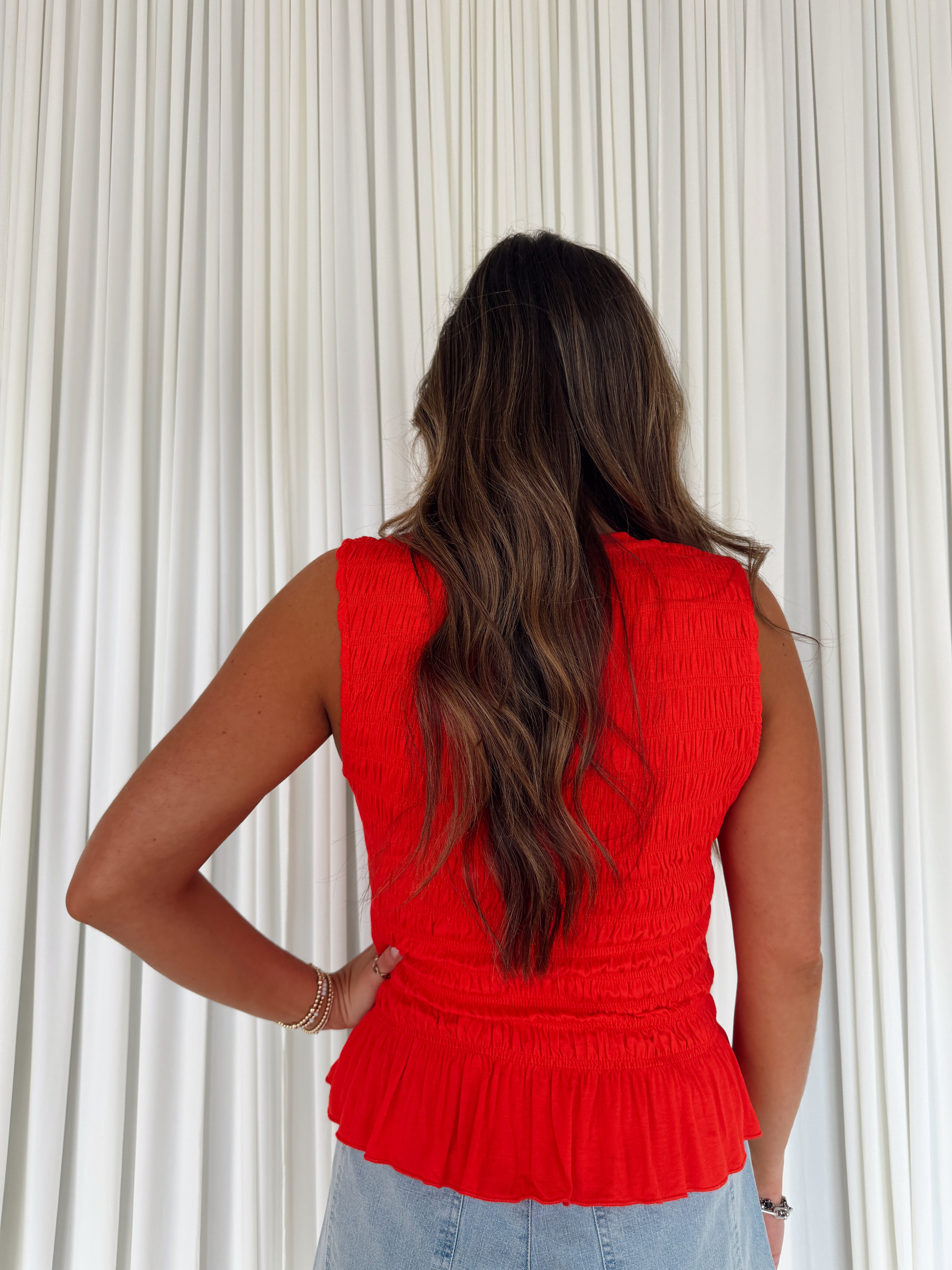 Ruffle Hem Knit Tank Top
