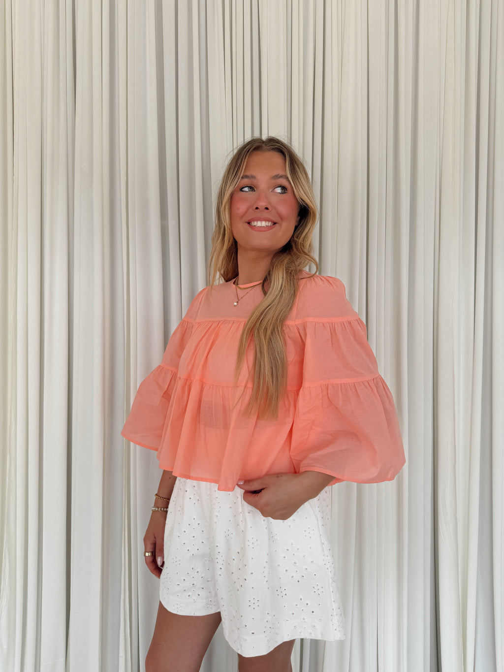 Tiered Relaxed Crop Blouse