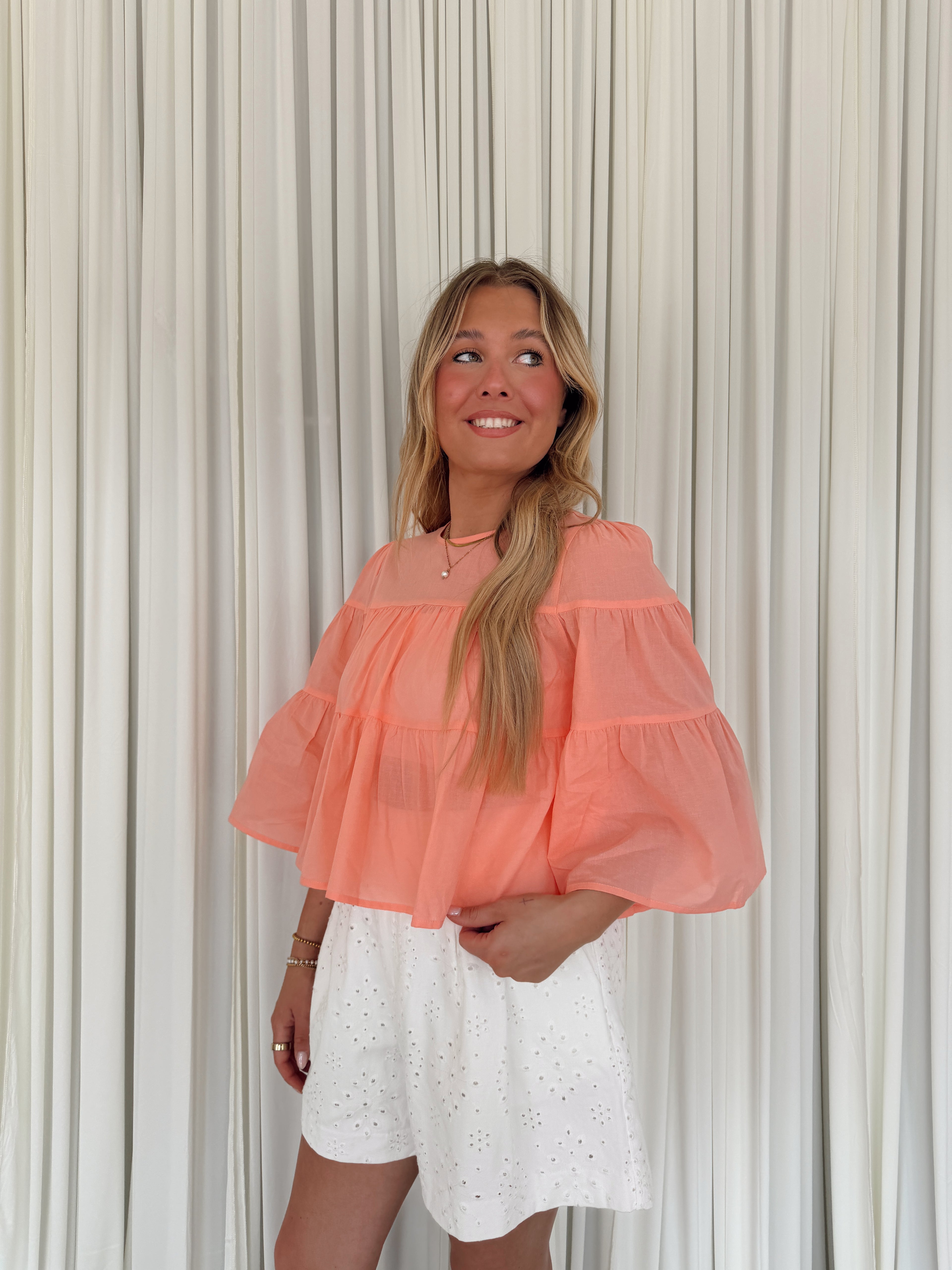 Tiered Relaxed Crop Blouse