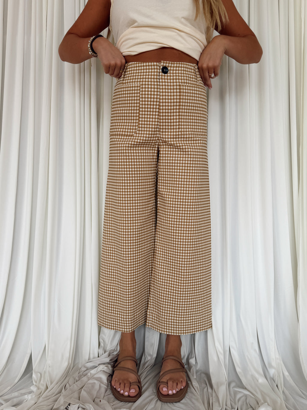 Gingham Straight Leg Pants
