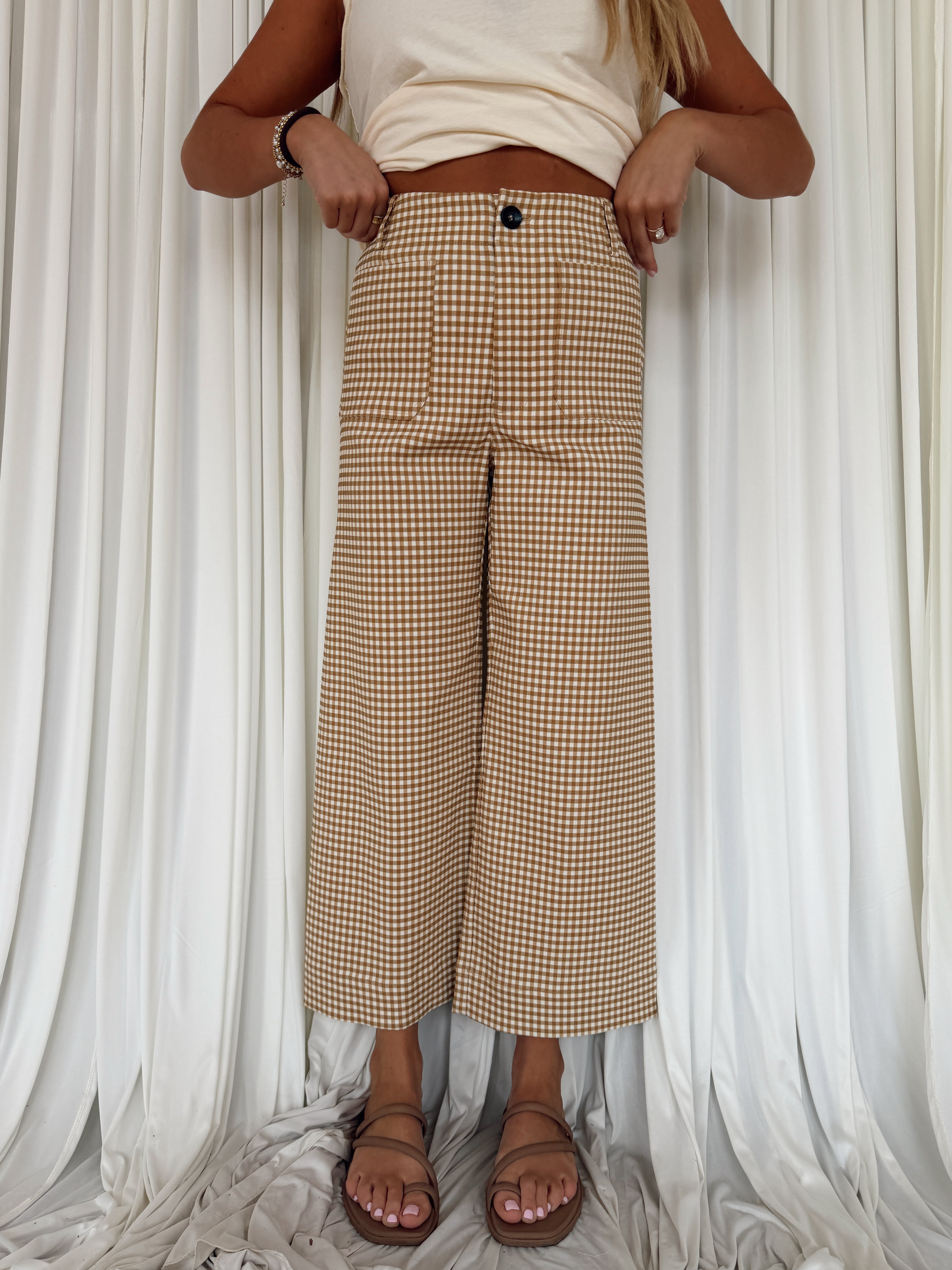 Gingham Straight Leg Pants