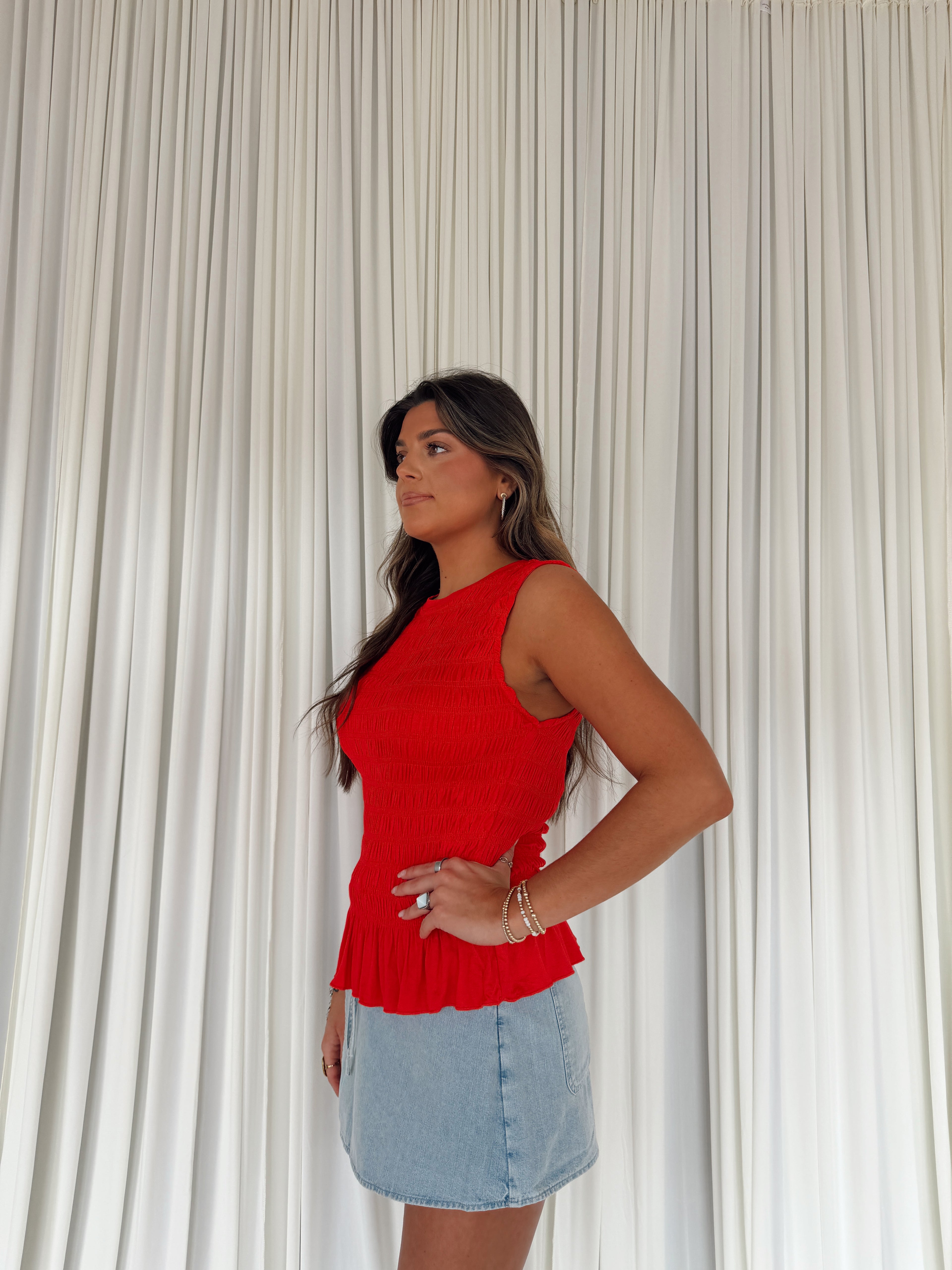 Ruffle Hem Knit Tank Top