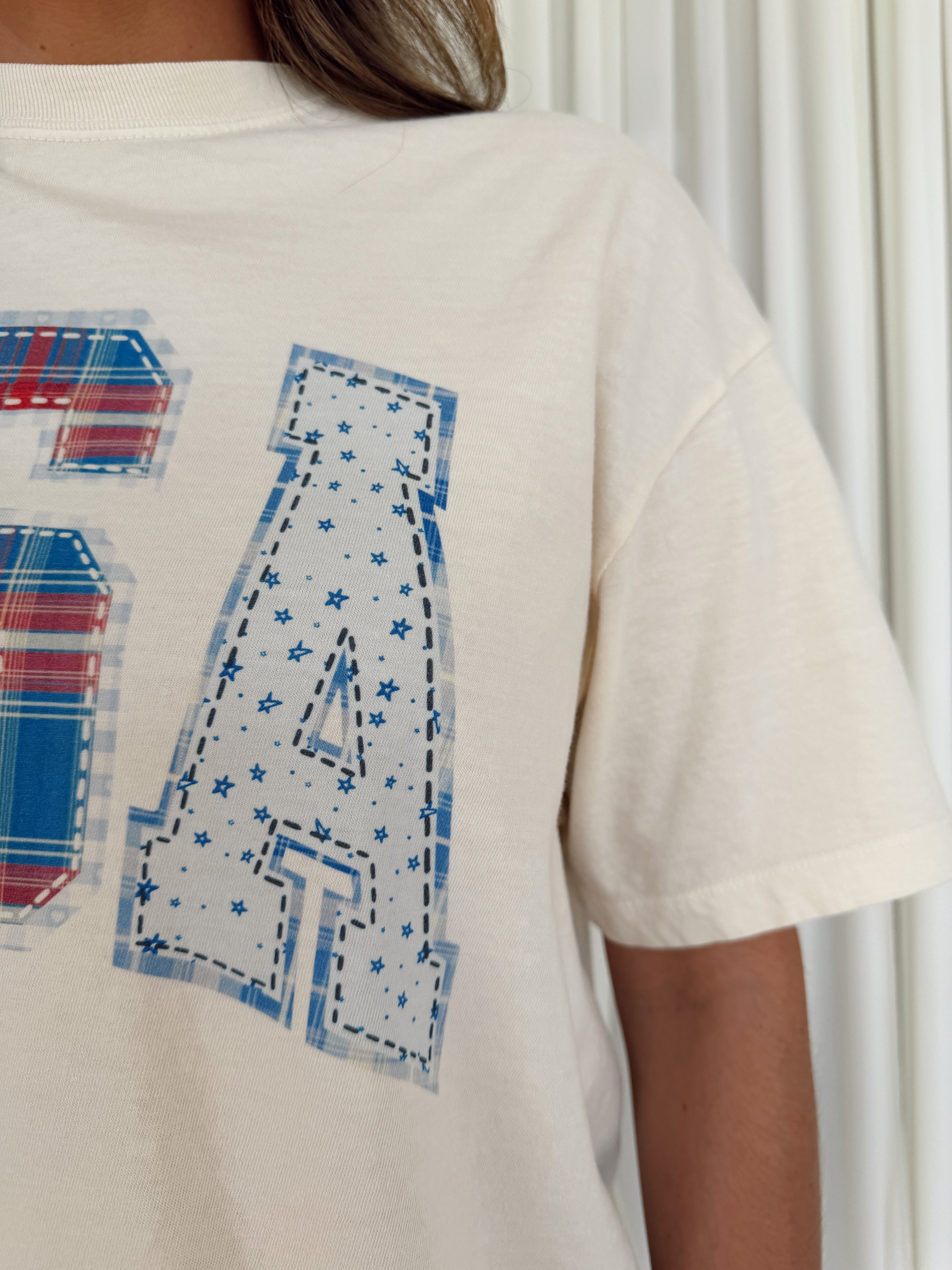 USA Patchwork Cropped Tee