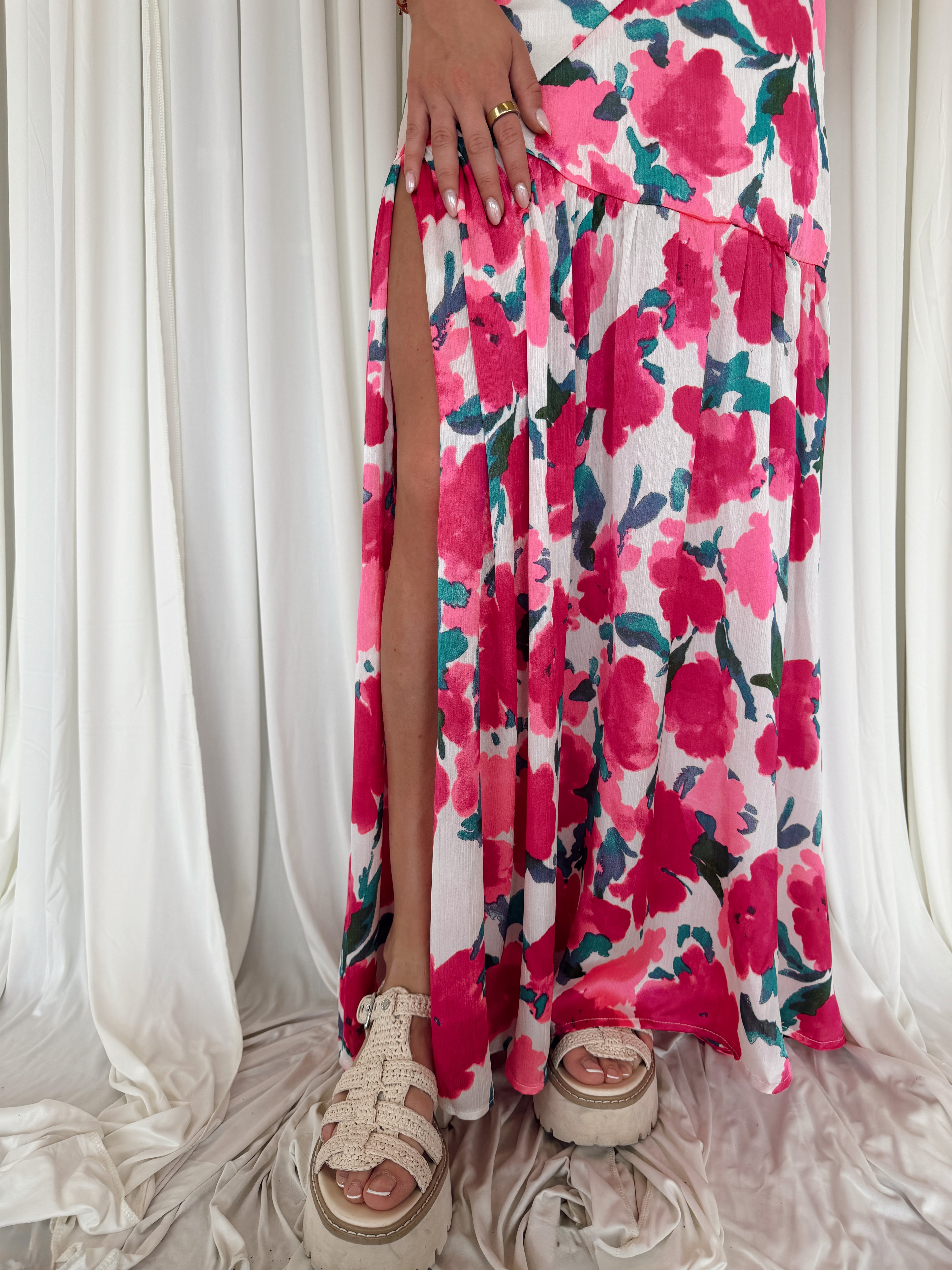 Floral Strapless Drop Waist Maxi Dress – Seven & James
