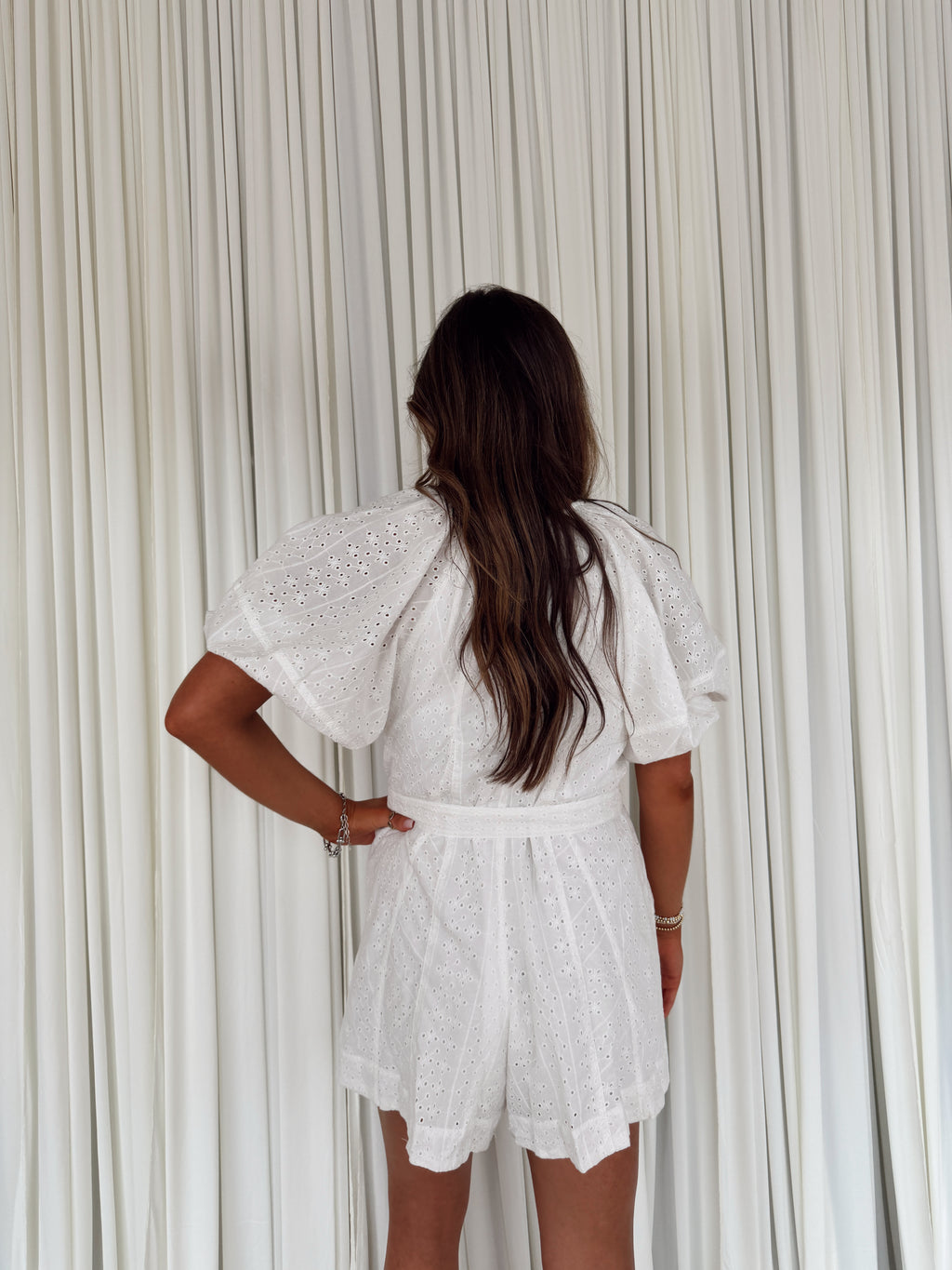 Scoop Neck Eyelet Romper