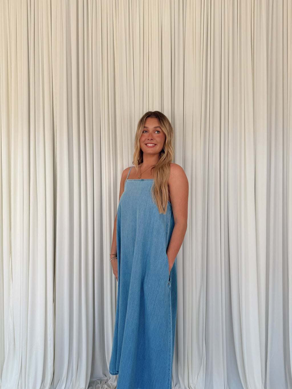 Denim Chambray Maxi Dress