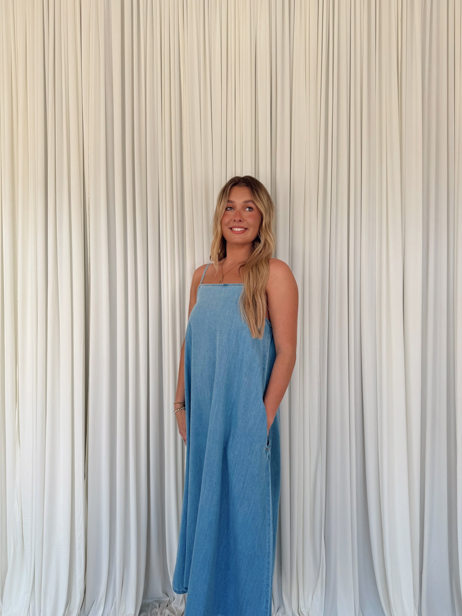 Denim Chambray Maxi Dress