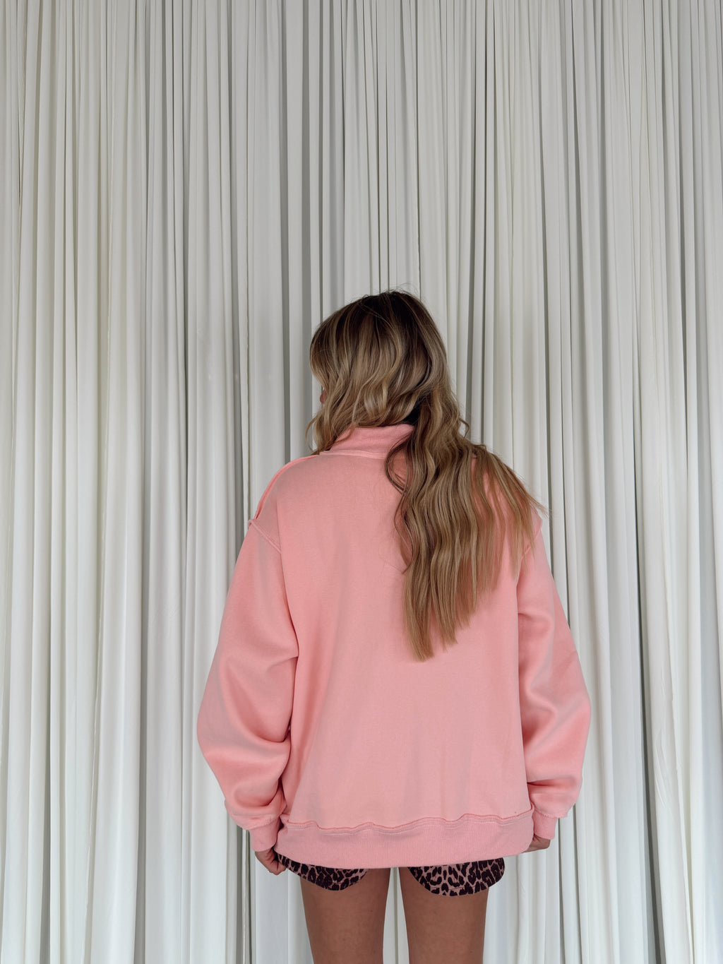Embroidered Mock Neck Sweatshirt