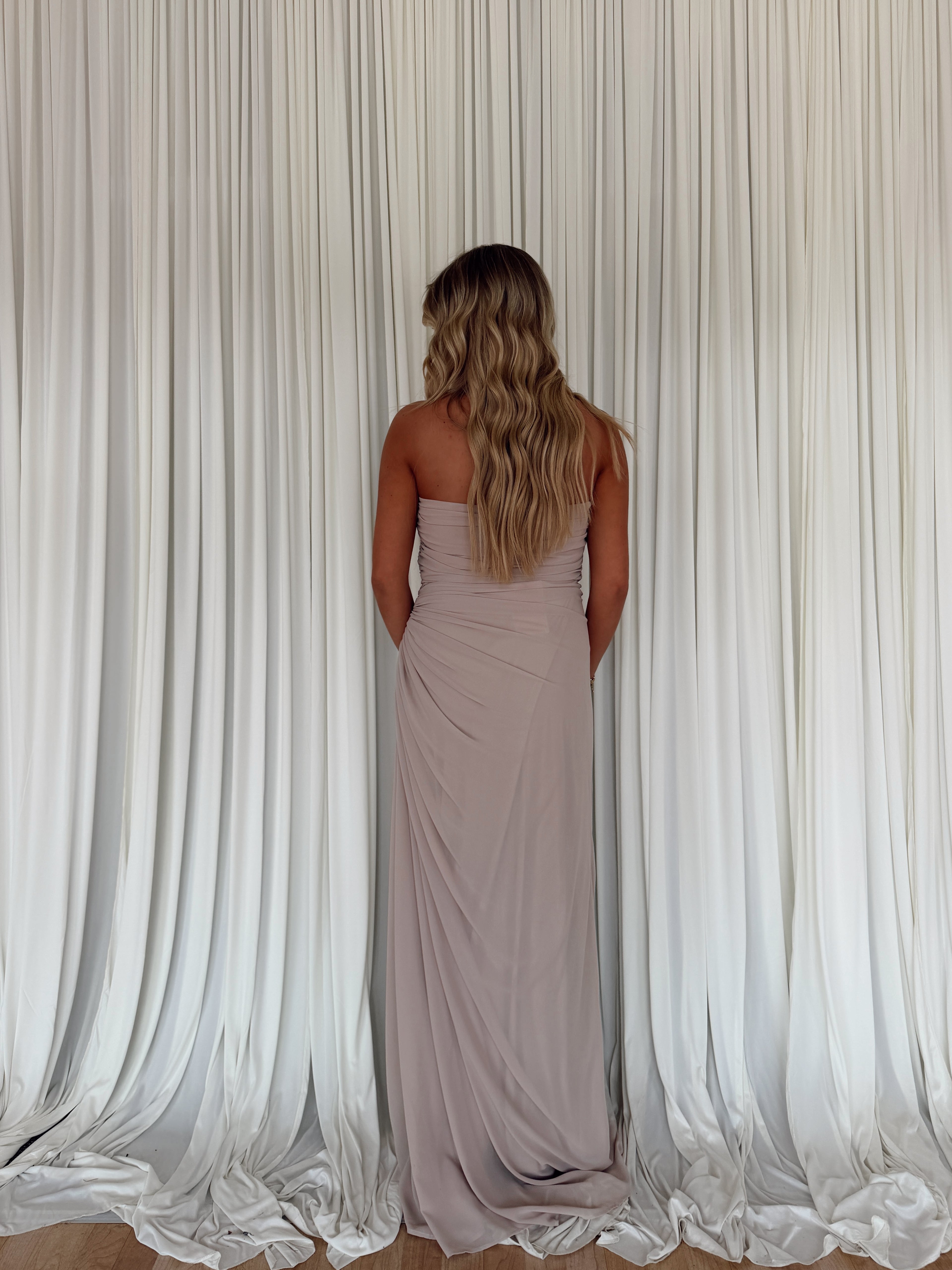Chiffon Pintuck Maxi Dress