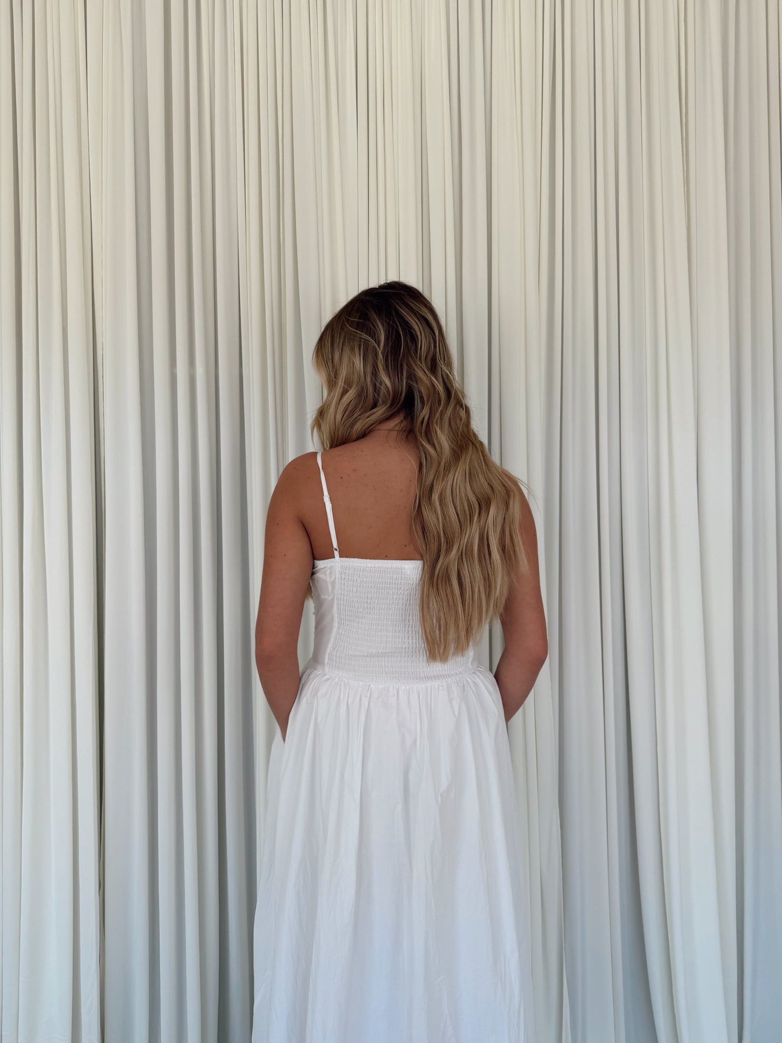 Ruched A-Line Midi Dress