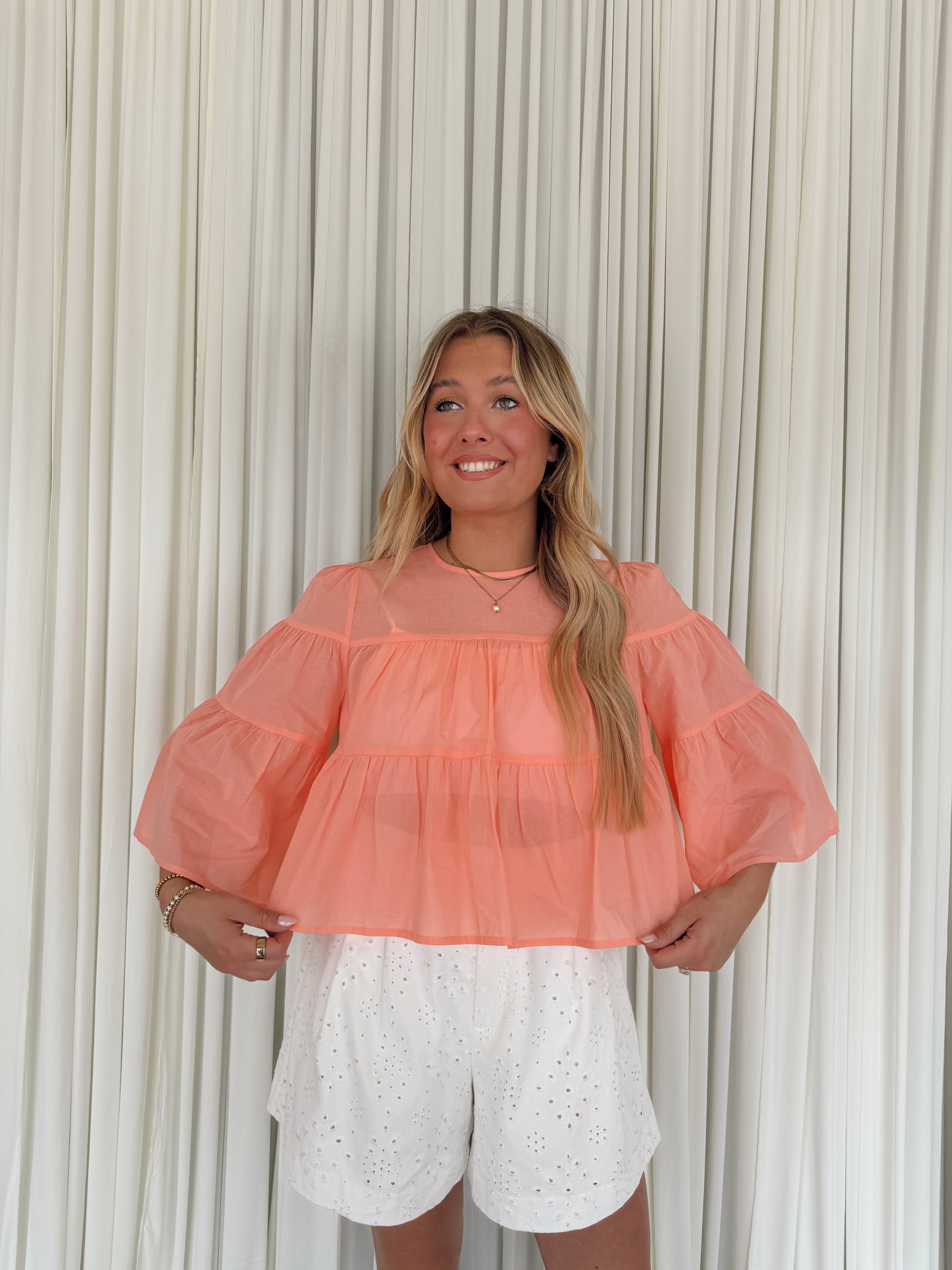 Tiered Relaxed Crop Blouse