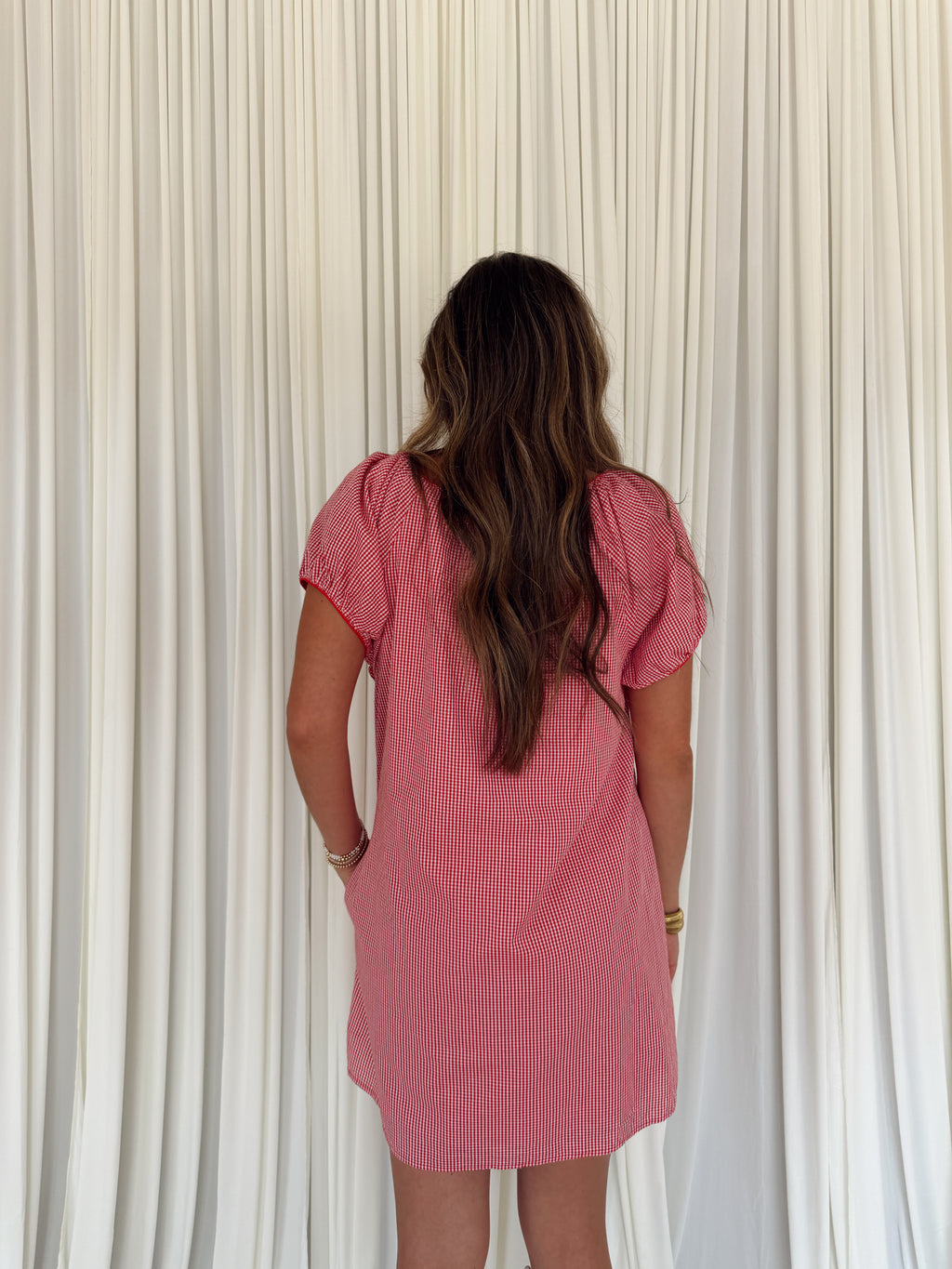 Gingham Puff Sleeve Mini Dress