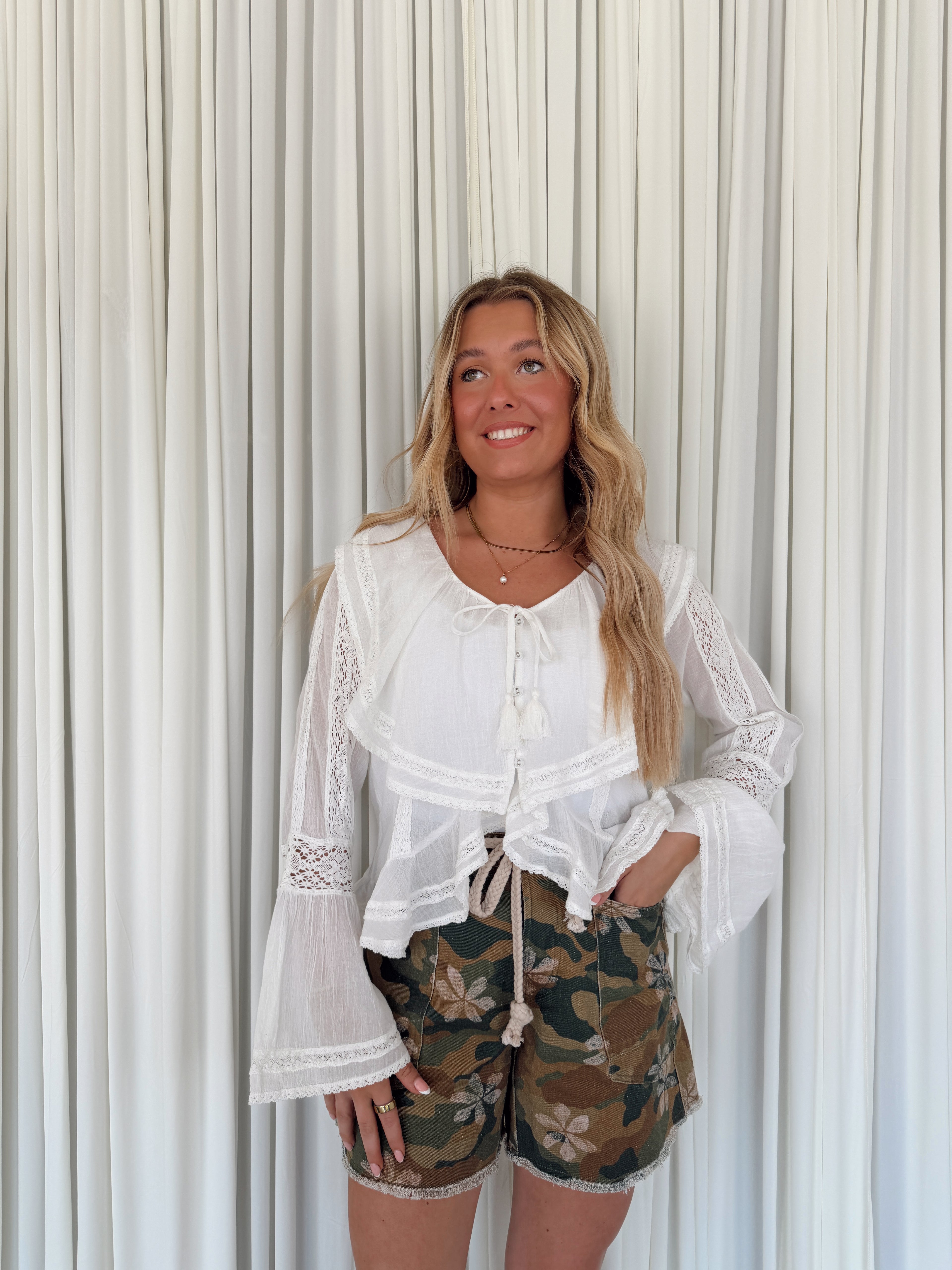 Ruffle Long Sleeve Shirt