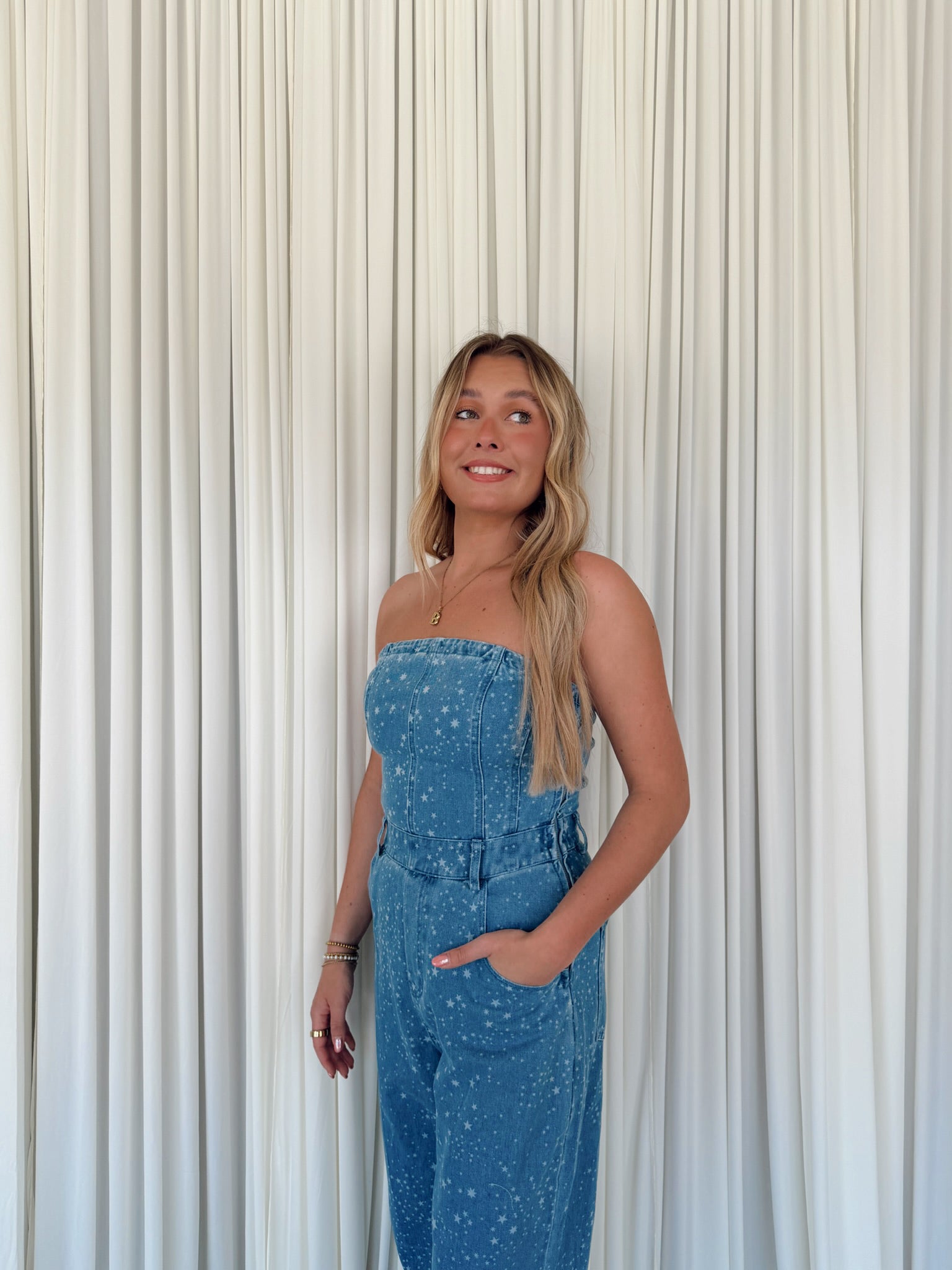 Twill Strapless Barrel Pants Jumpsuit