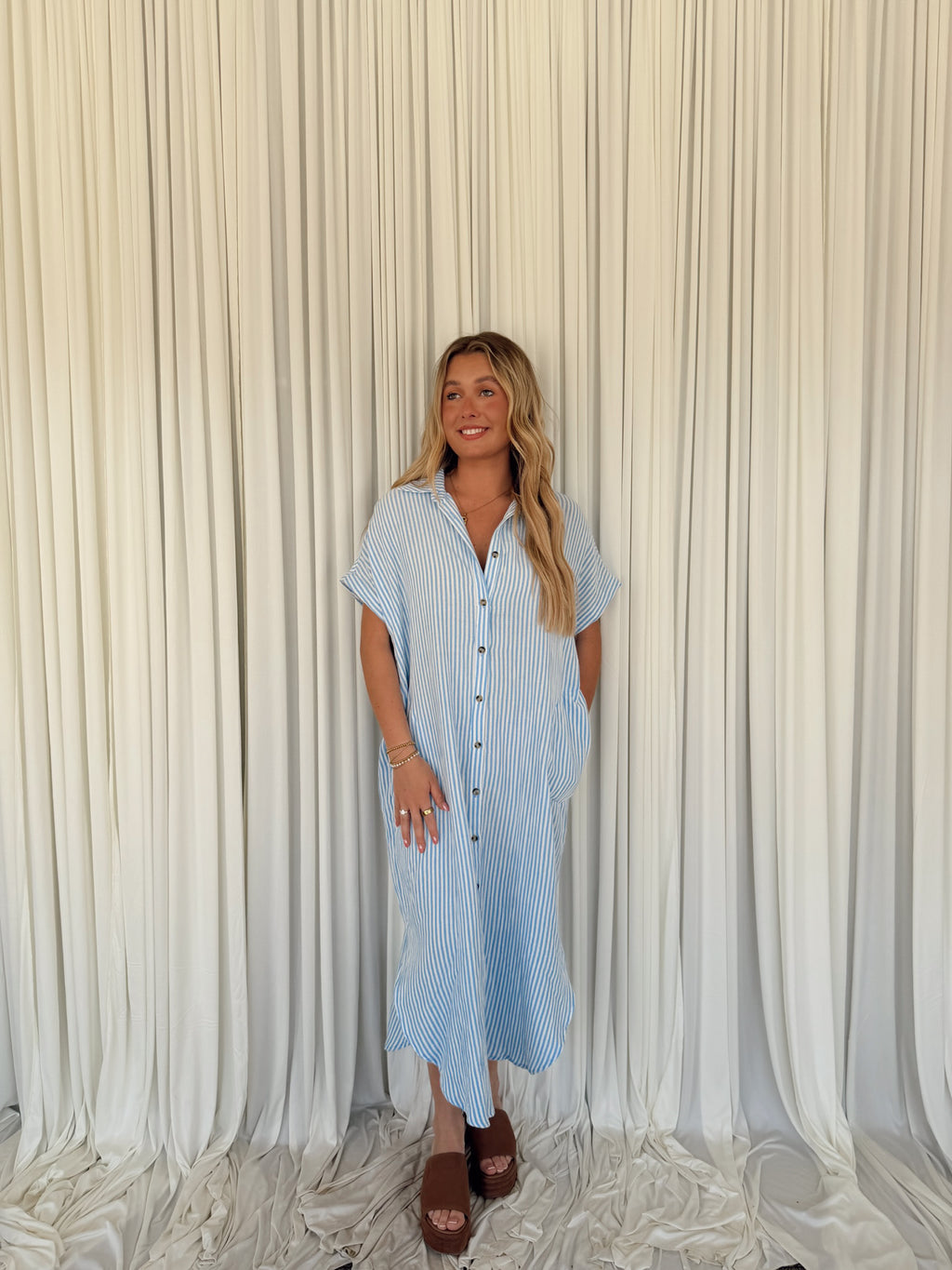 MS1314D-BGS Stripe Shirt Dress