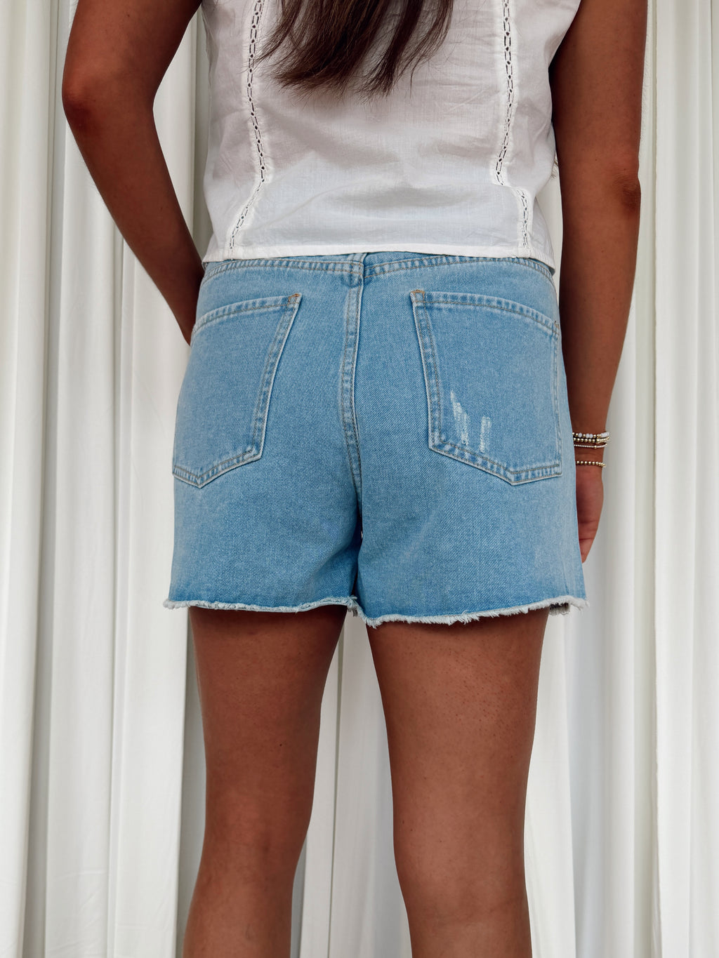 A-Line Split Hem Denim Shorts