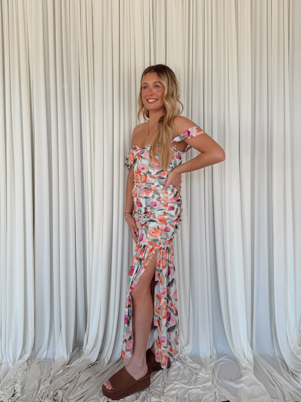 Drop-Waist Sweetheart Maxi Dress