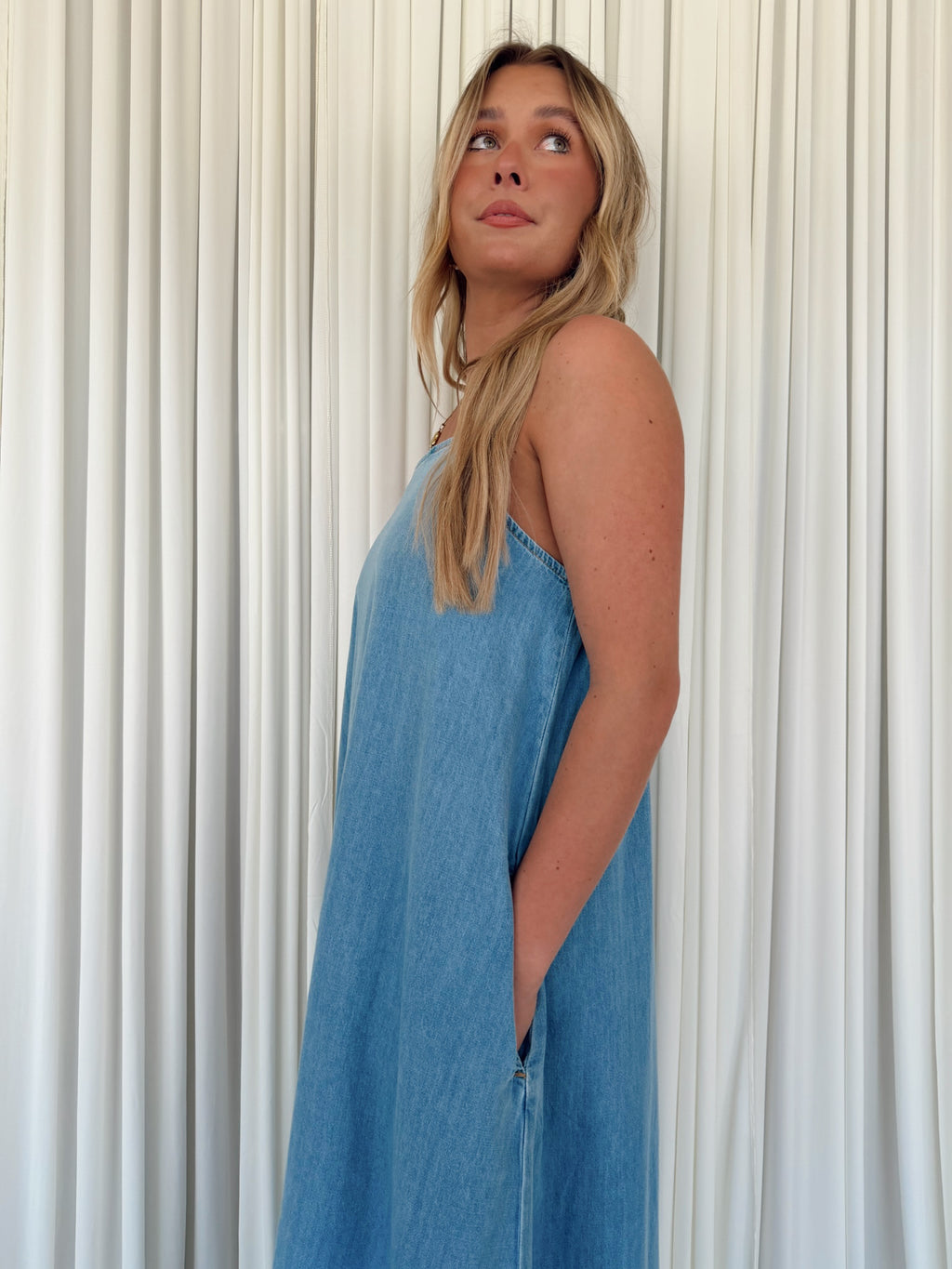 Denim Chambray Maxi Dress