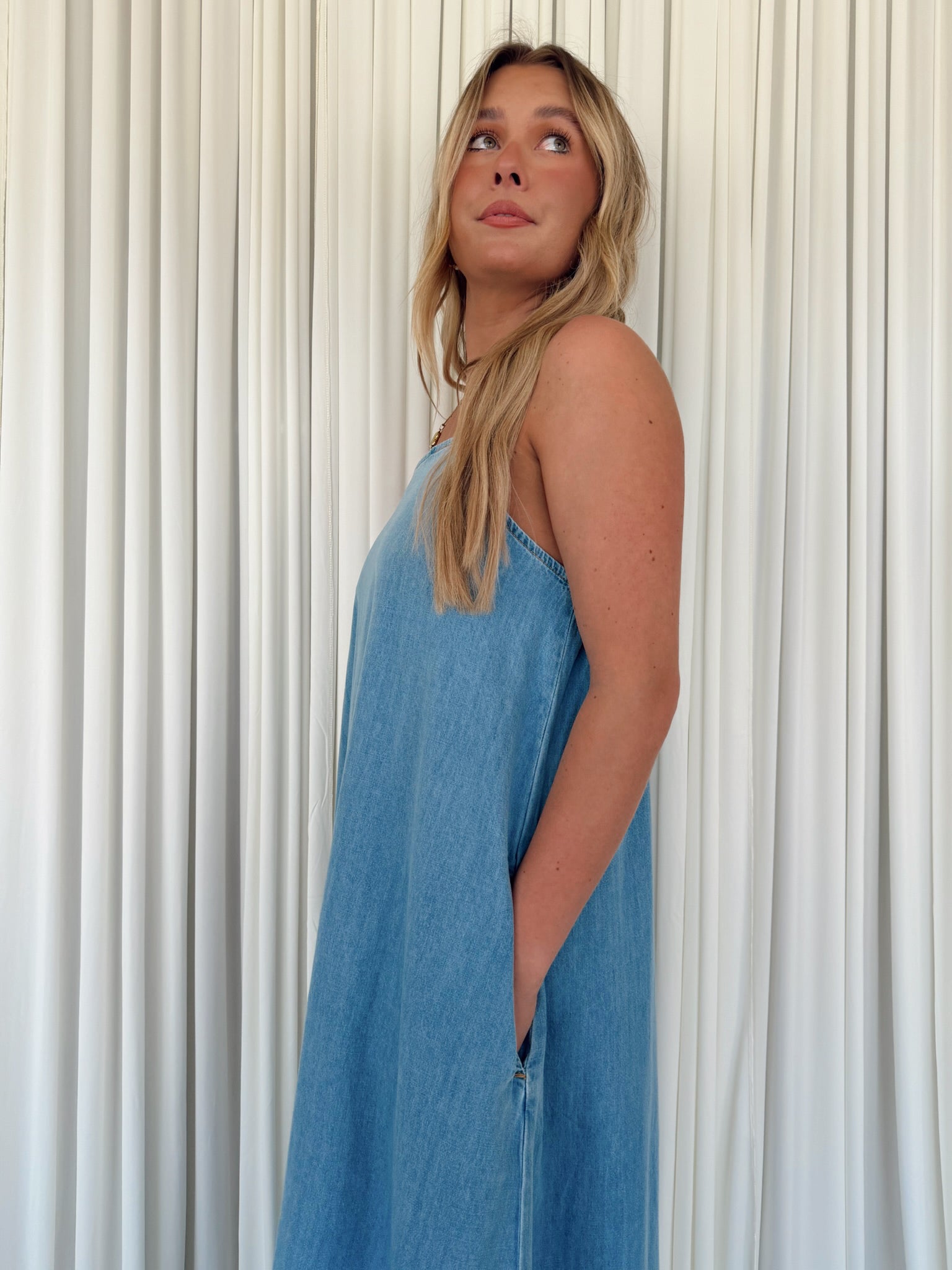 Denim Chambray Maxi Dress