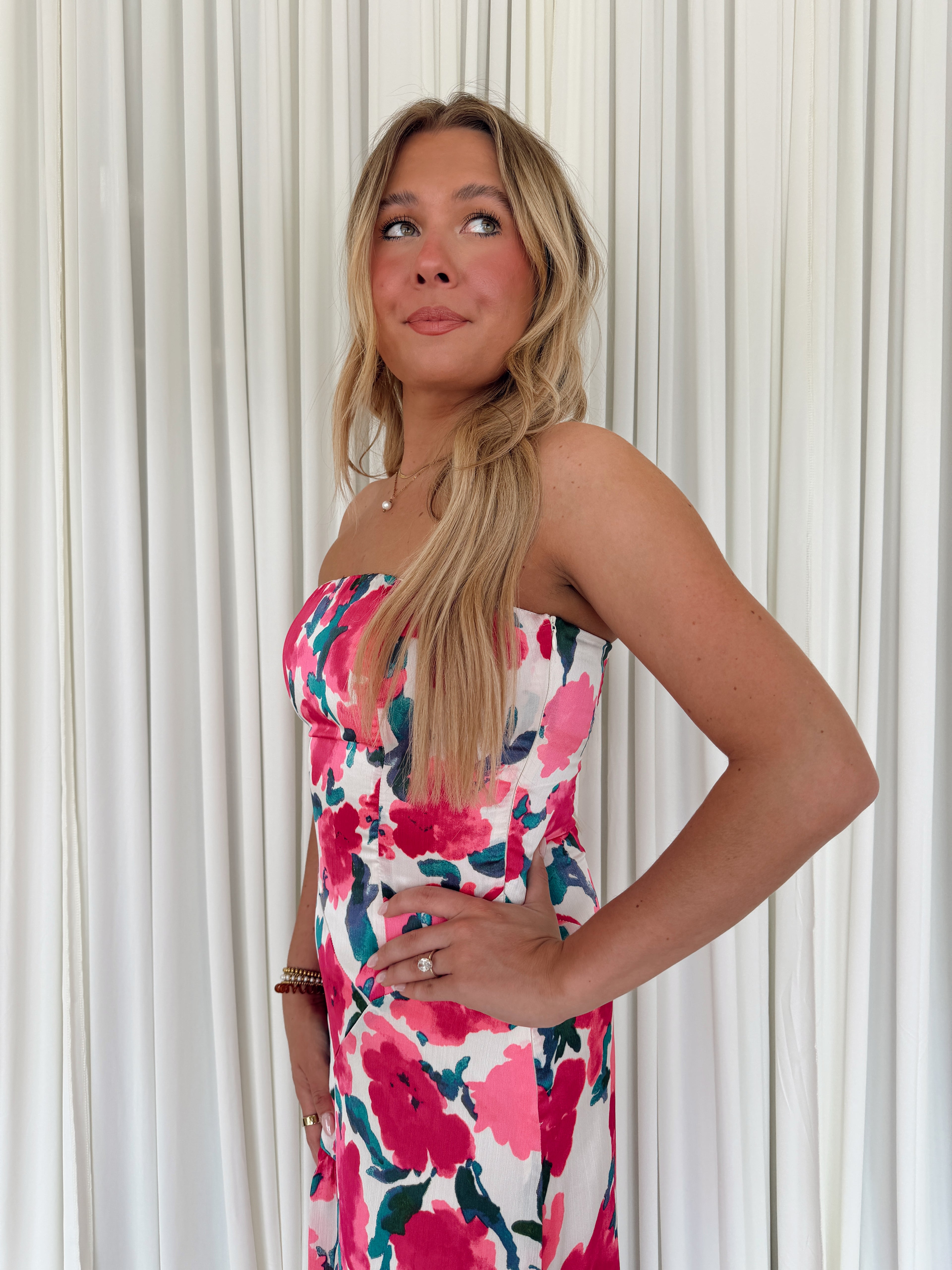 Floral Strapless Drop Waist Maxi Dress Seven & James Floral Strapless Drop Waist Maxi Dress Seven & James
