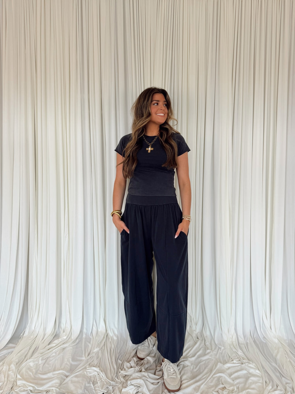 Mineral Washed Wide Leg Pants