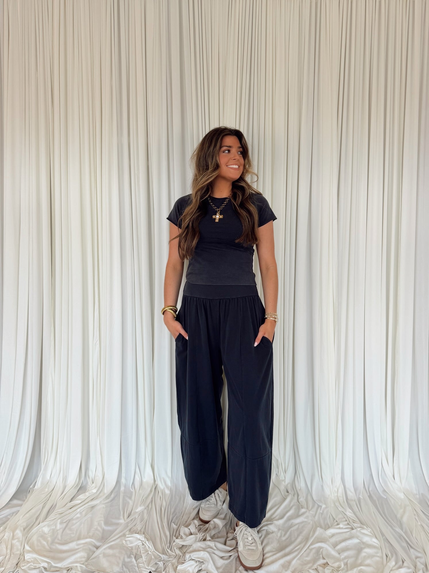 Mineral Washed Wide Leg Pants