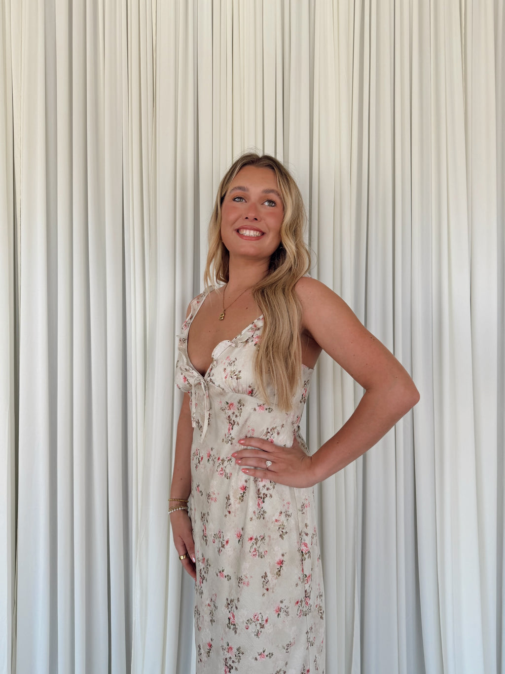 Floral Satin Maxi Dress