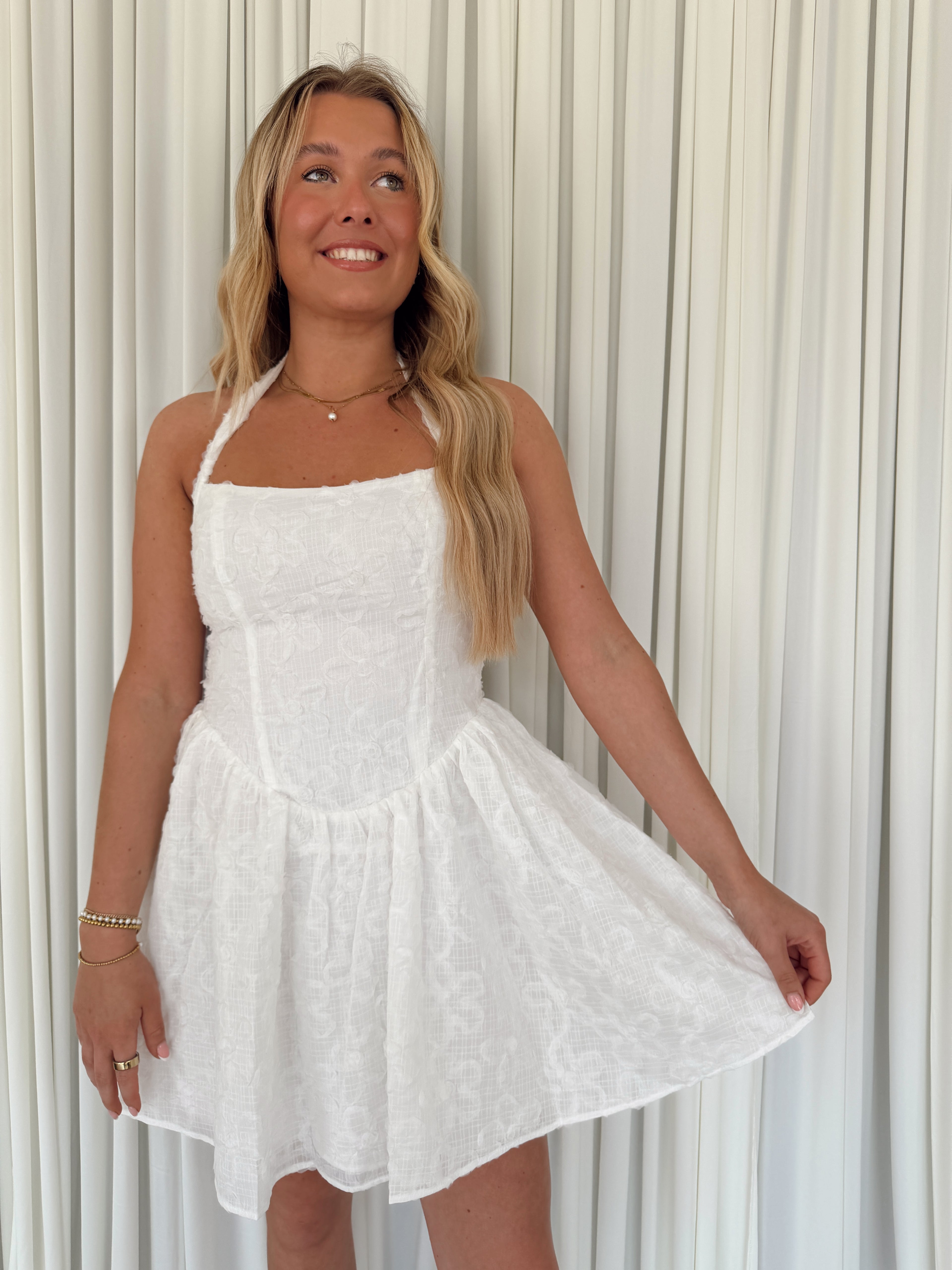 Halter Embellished Mini Dress