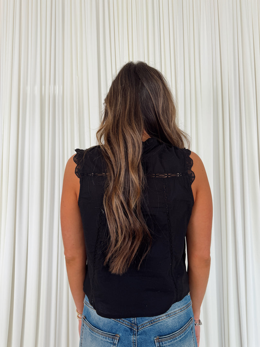 Sleeveless Flyaway Lace Top