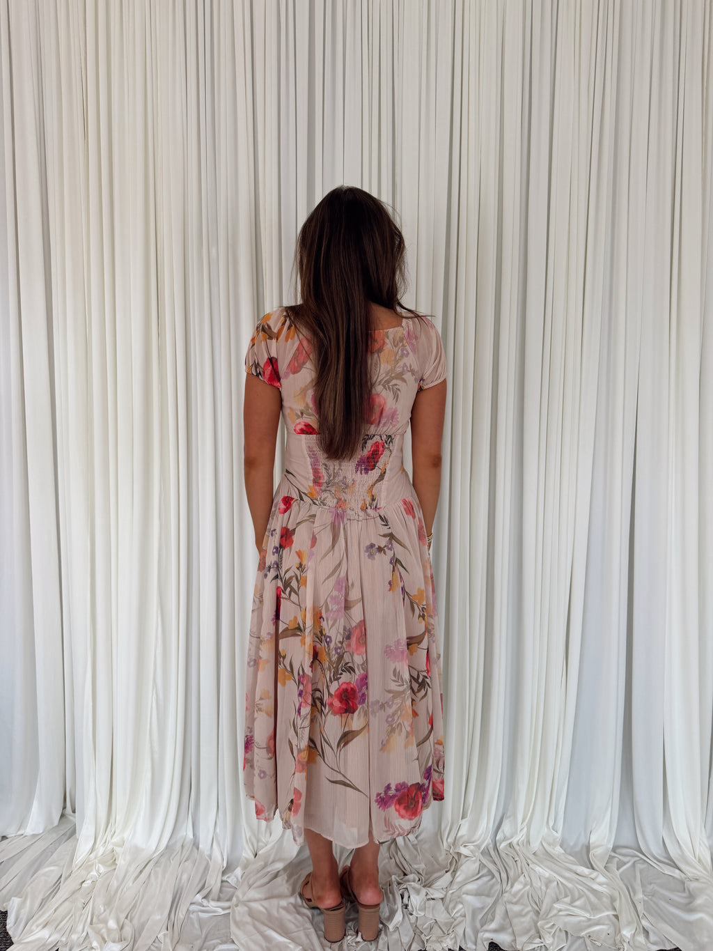 Chiffon Floral Print Midi Dress