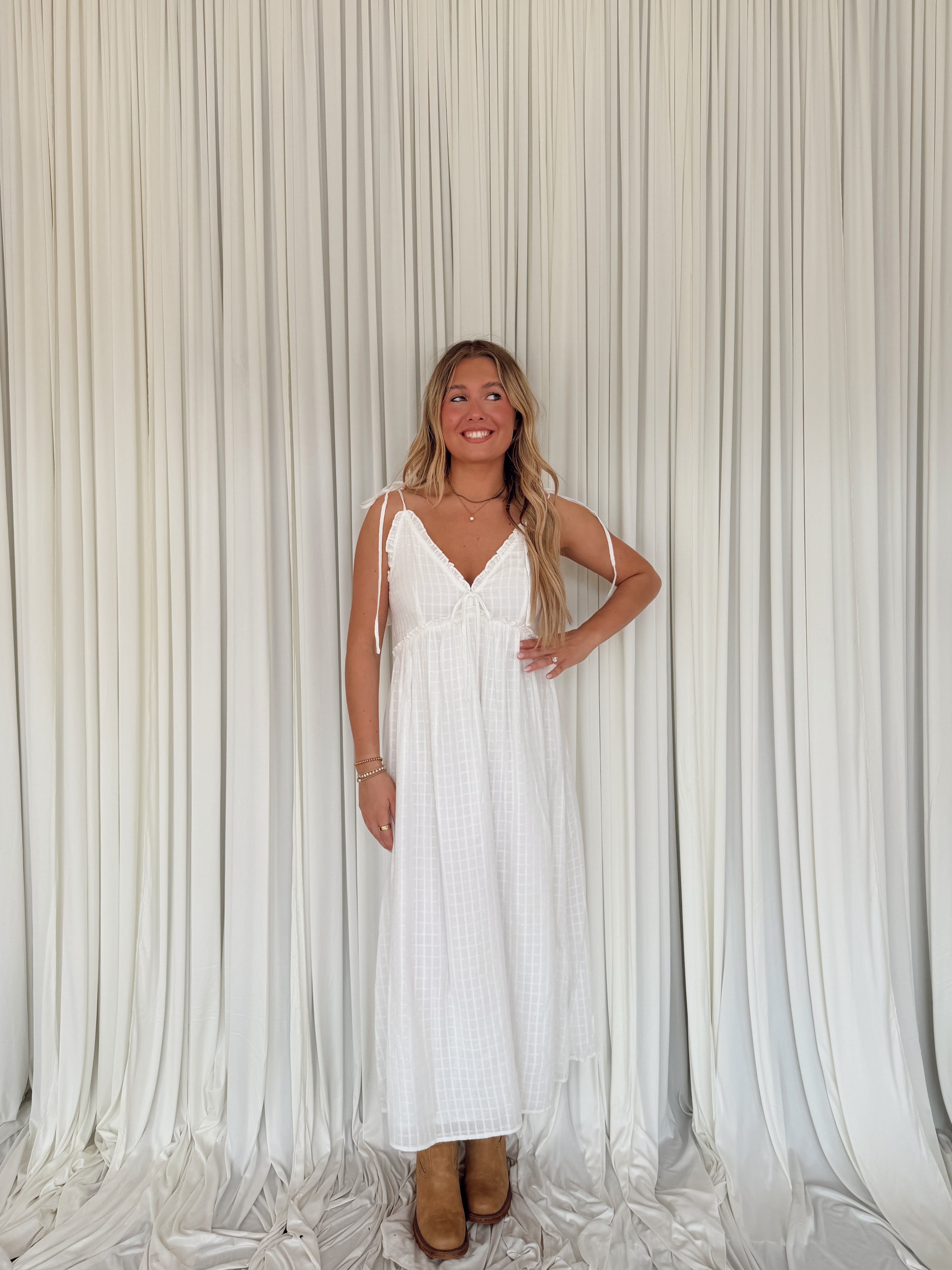 textured maxi dress Ruffle Strap Textured Maxi Dress – Seven & James