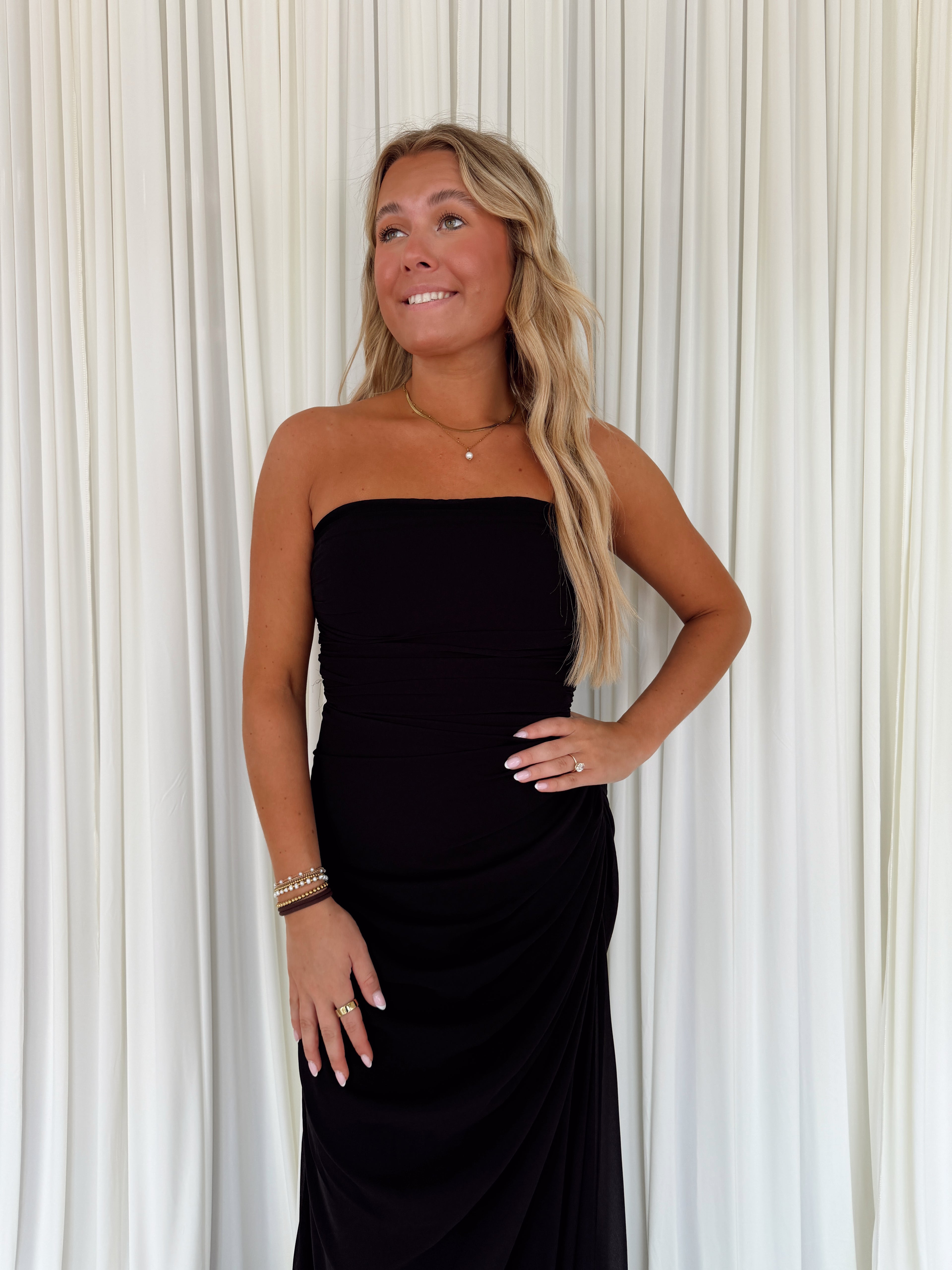 Chiffon Pintuck Maxi Dress