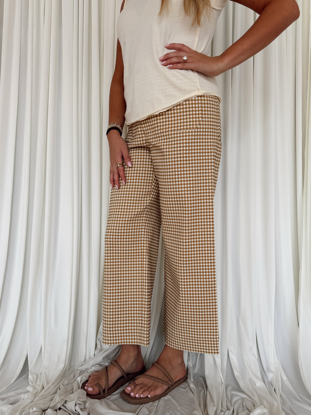 Gingham Straight Leg Pants