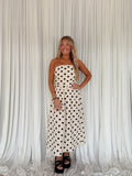 Polka Dot Strapless Tube Midi