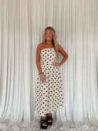 Polka Dot Strapless Tube Midi