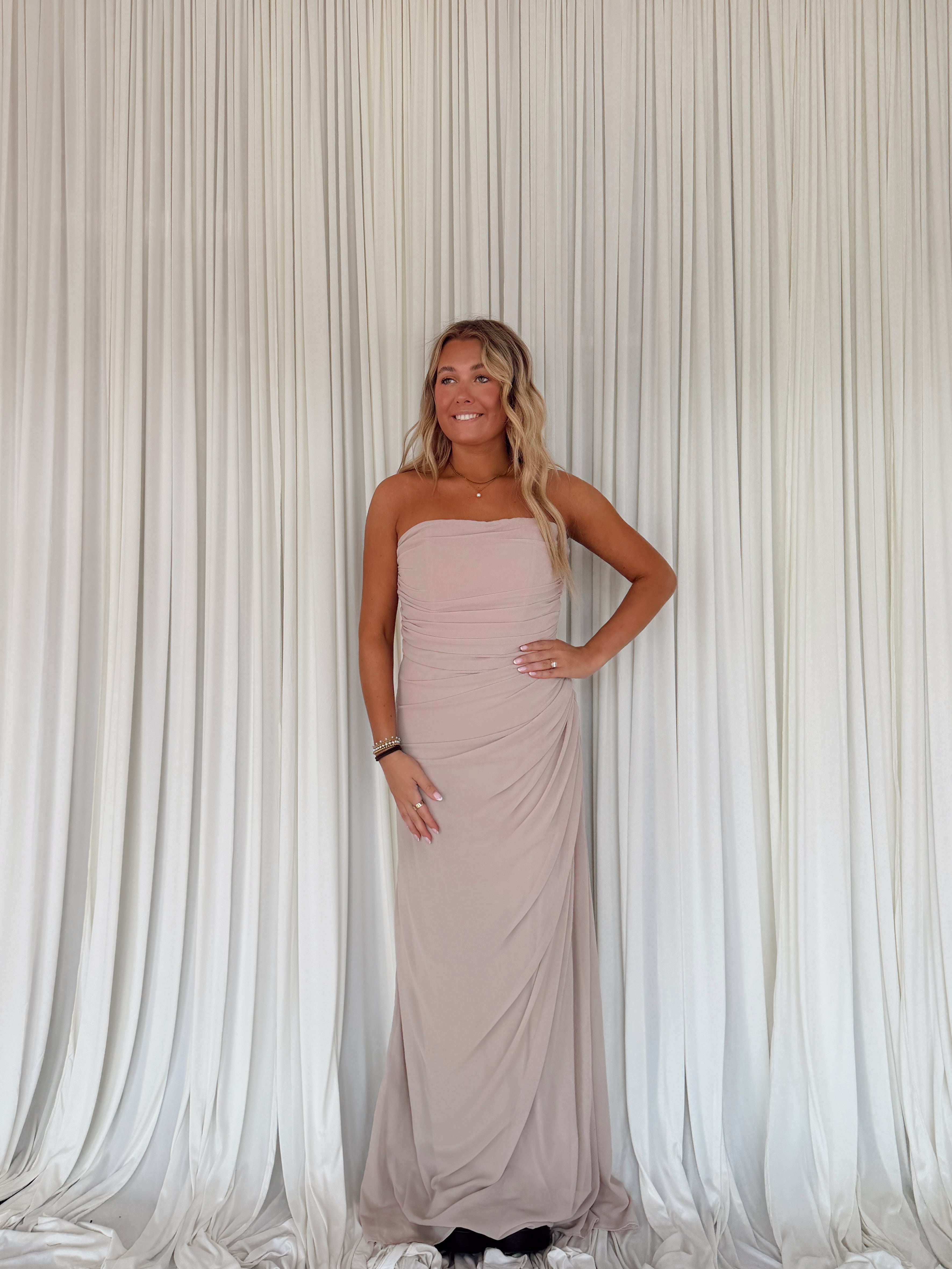 Chiffon Pintuck Maxi Dress