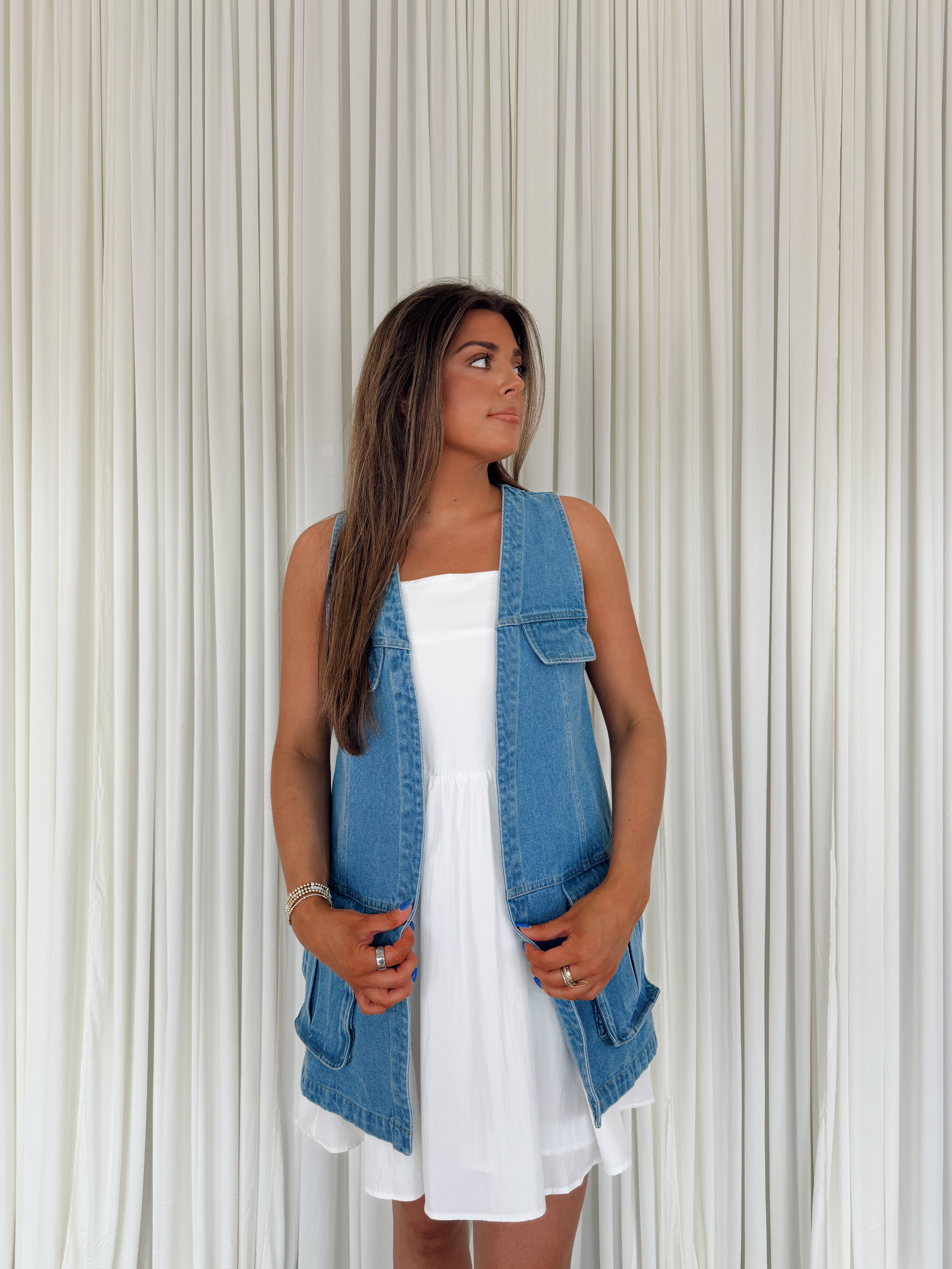 Denim Cargo Utility Vest