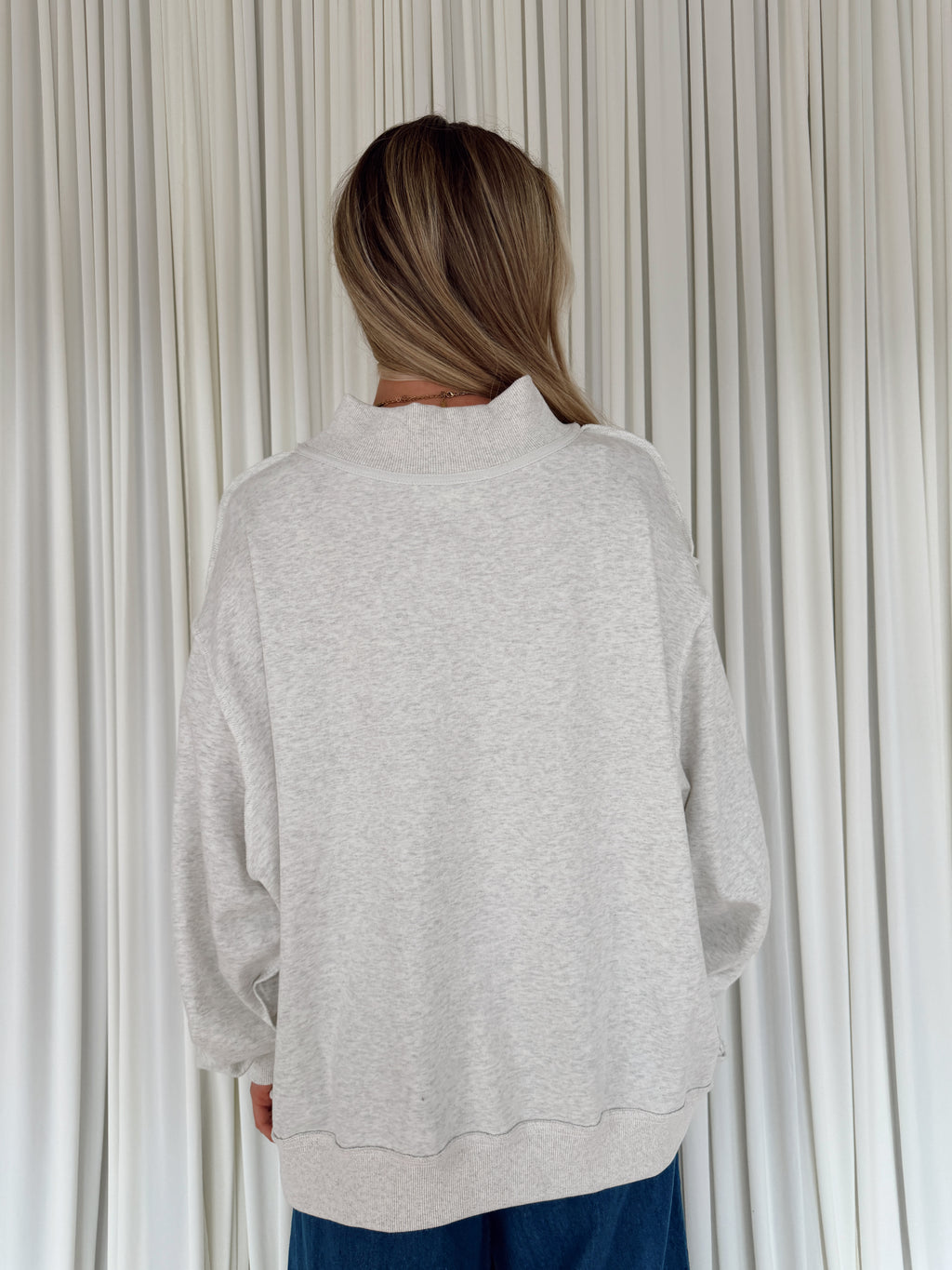 Patchwork "JESUS" Mock-neck Sweatshirt