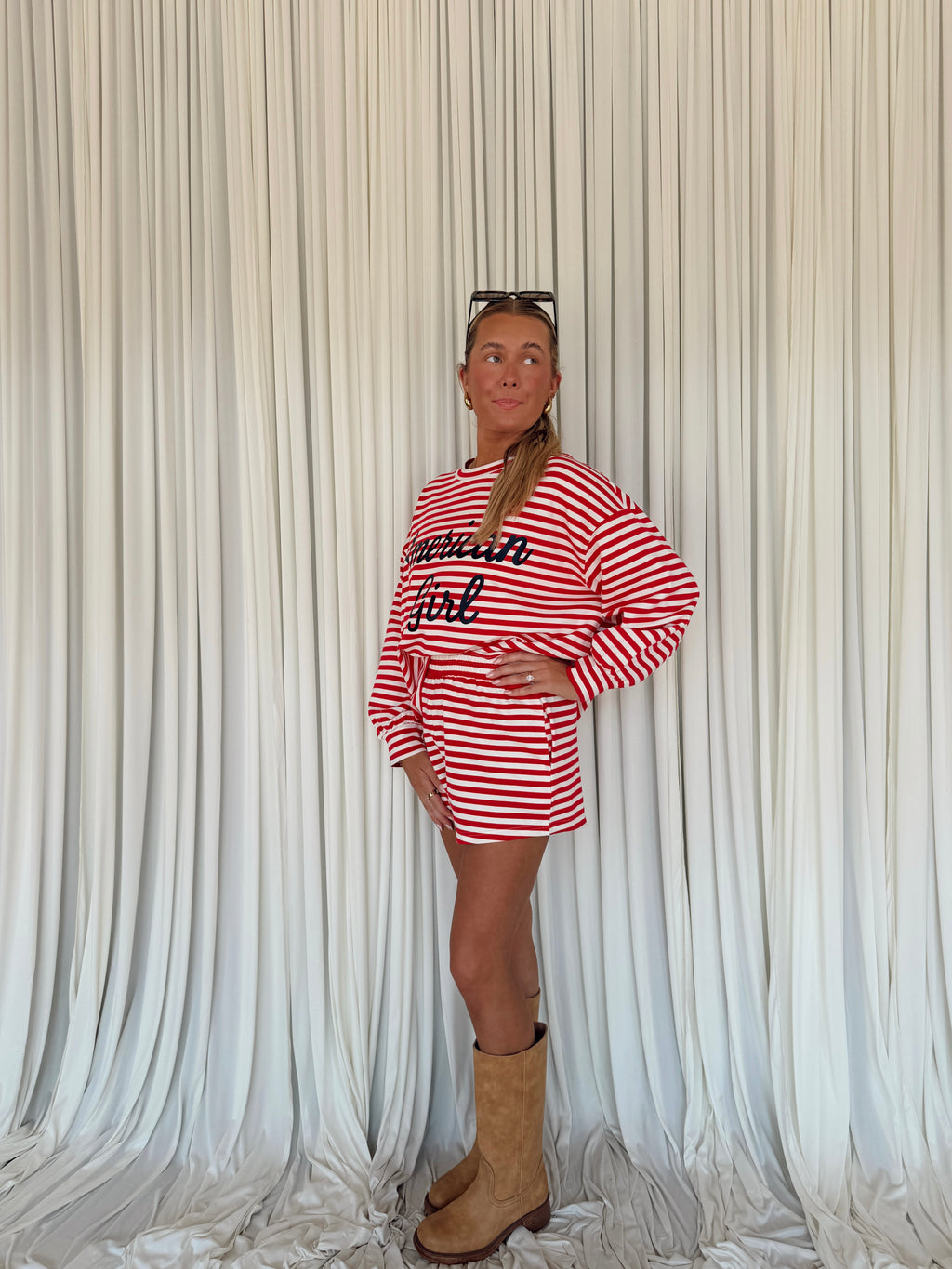 Comfy Elastic Waist Striped Knit Shorts
