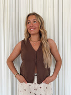 V-neck Button Sweater Vest